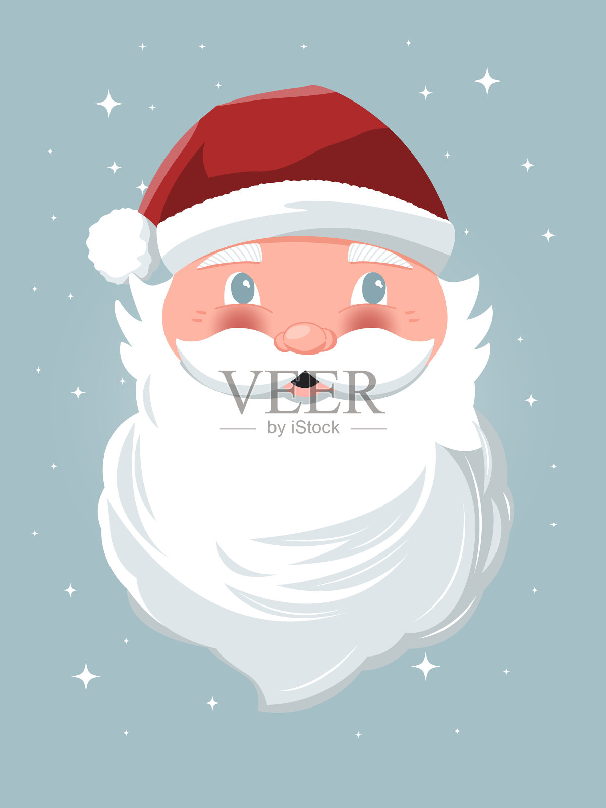 手绘圣诞老人淡蓝色的背景插画图片素材