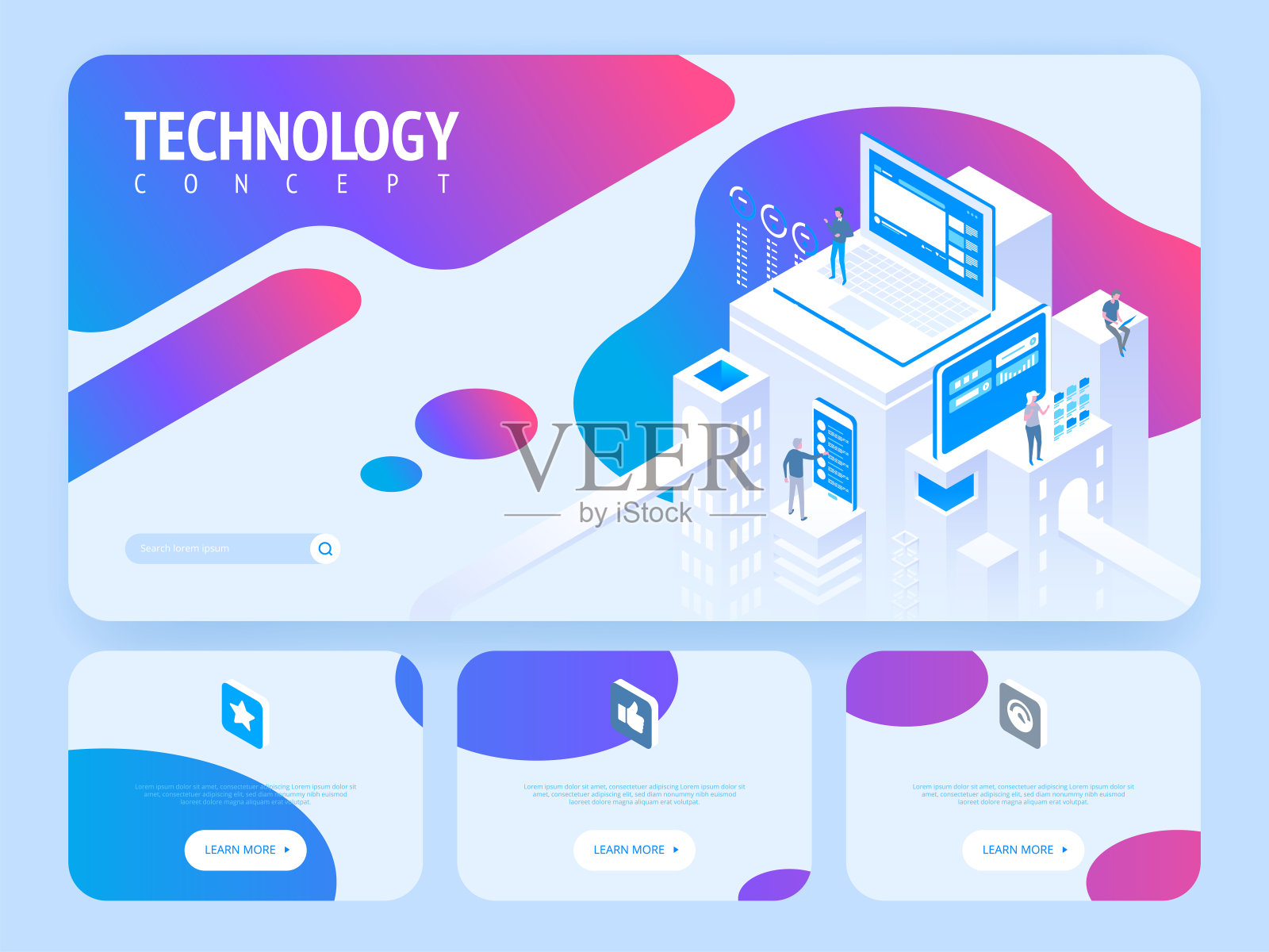 高技术的概念。着陆页模板。插画图片素材