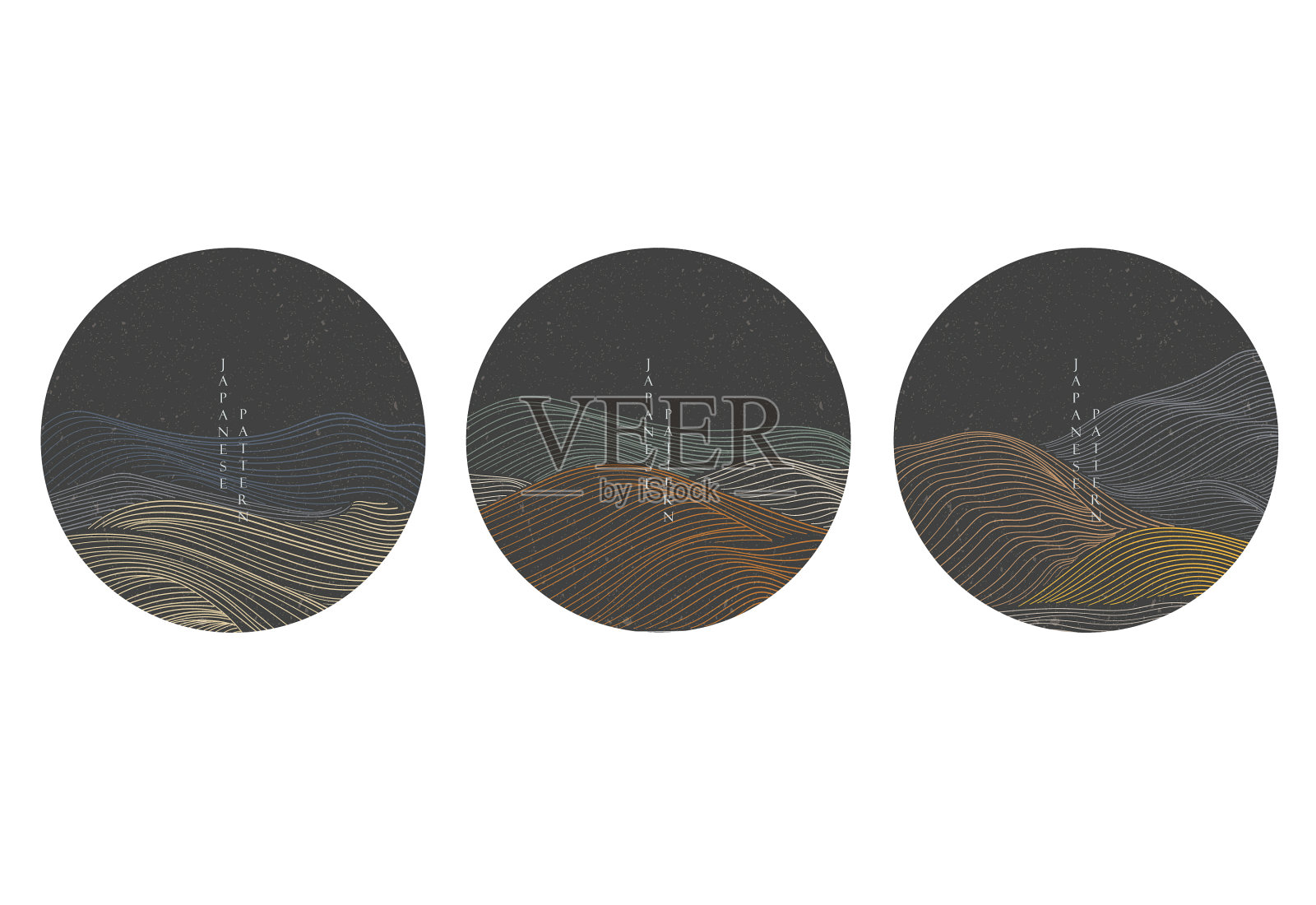 日本背景与线波模式插画图片素材