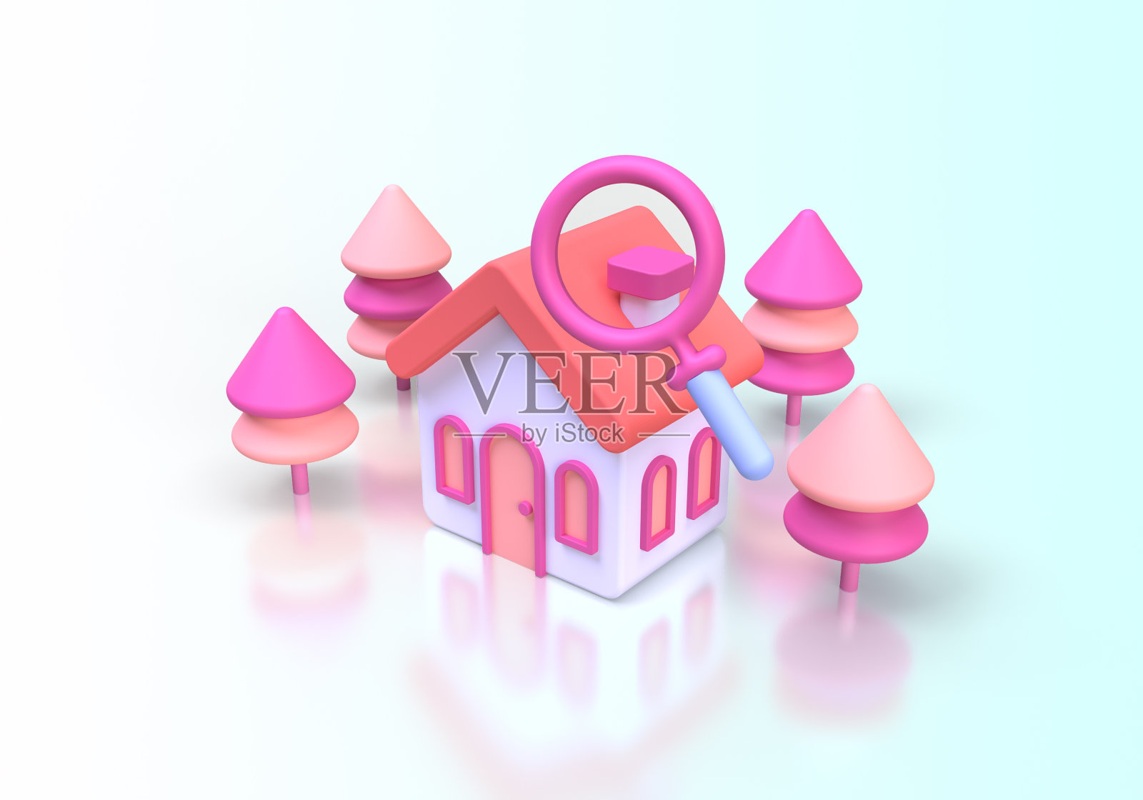 巨大放大镜的房子房地产概念插图登陆页面模板的业务想法概念背景照片摄影图片