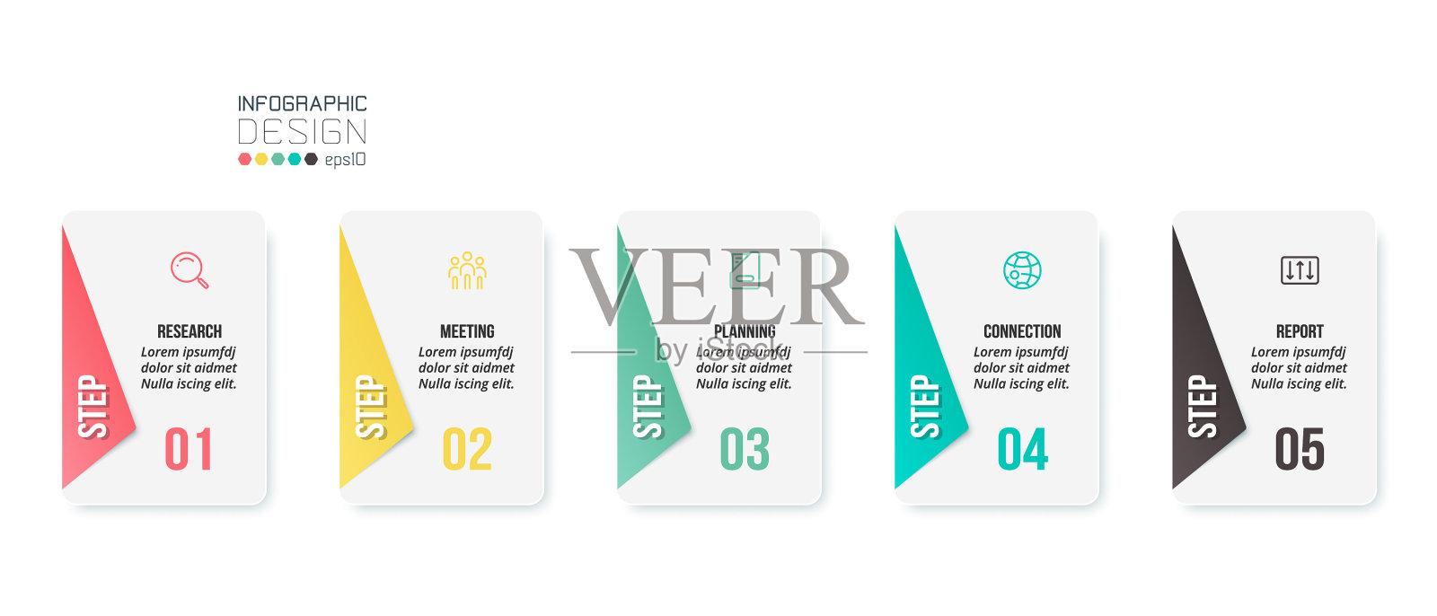 业务信息图模板与步骤或选项插画图片素材