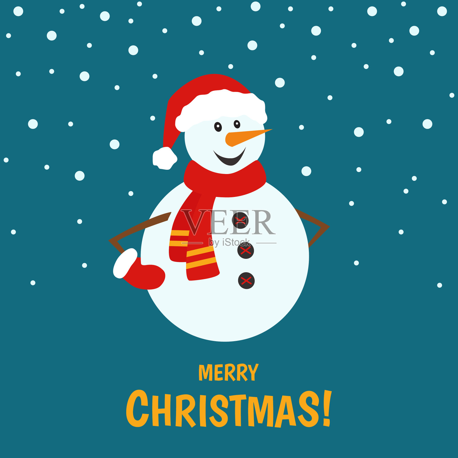 圣诞贺卡与雪人插画图片素材