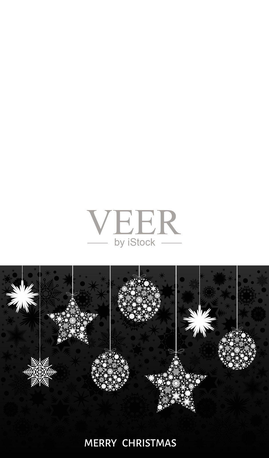 白色的圣诞球和黑色的星星插画图片素材