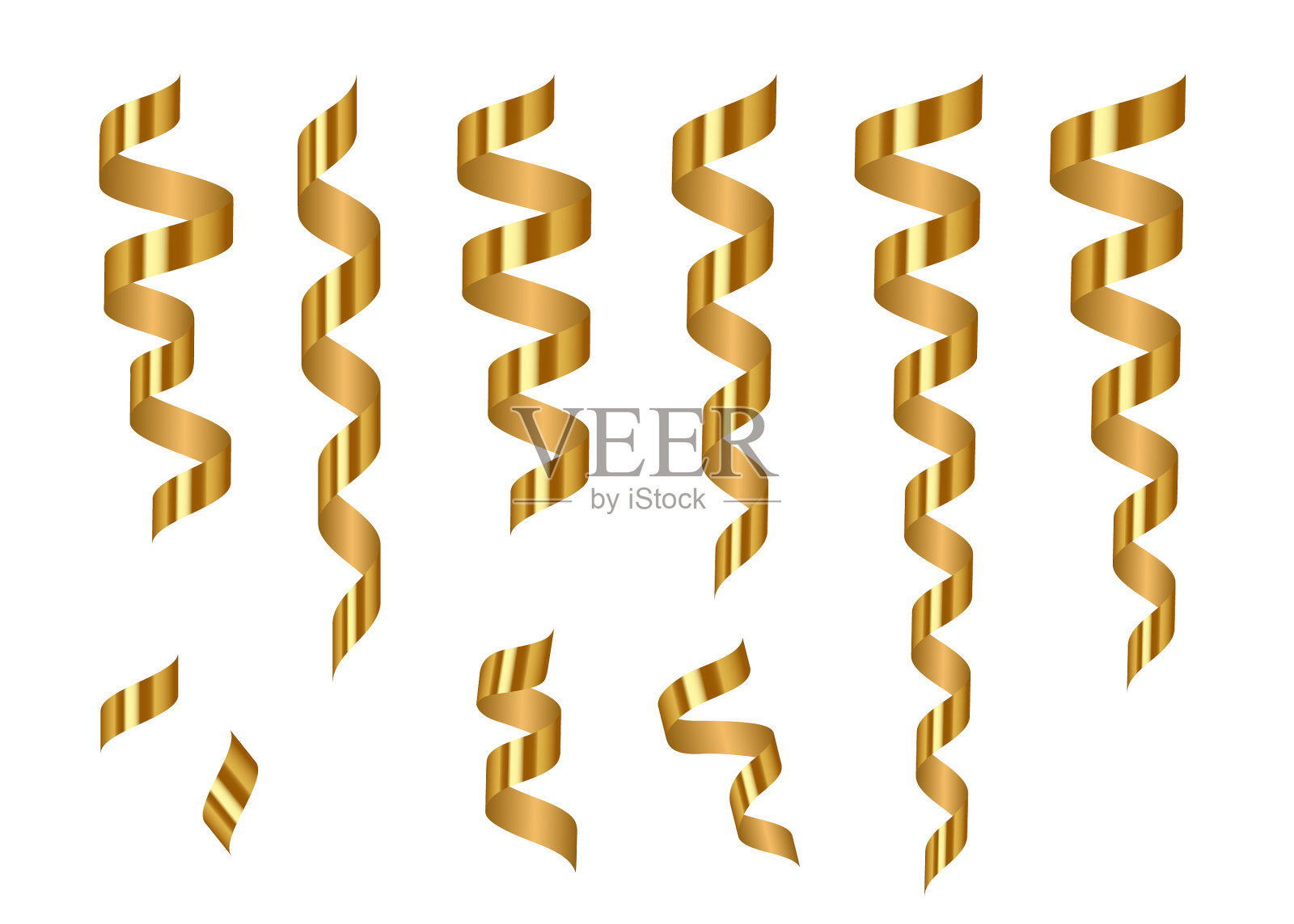 金色闪亮的蛇形丝带孤立在插画图片素材
