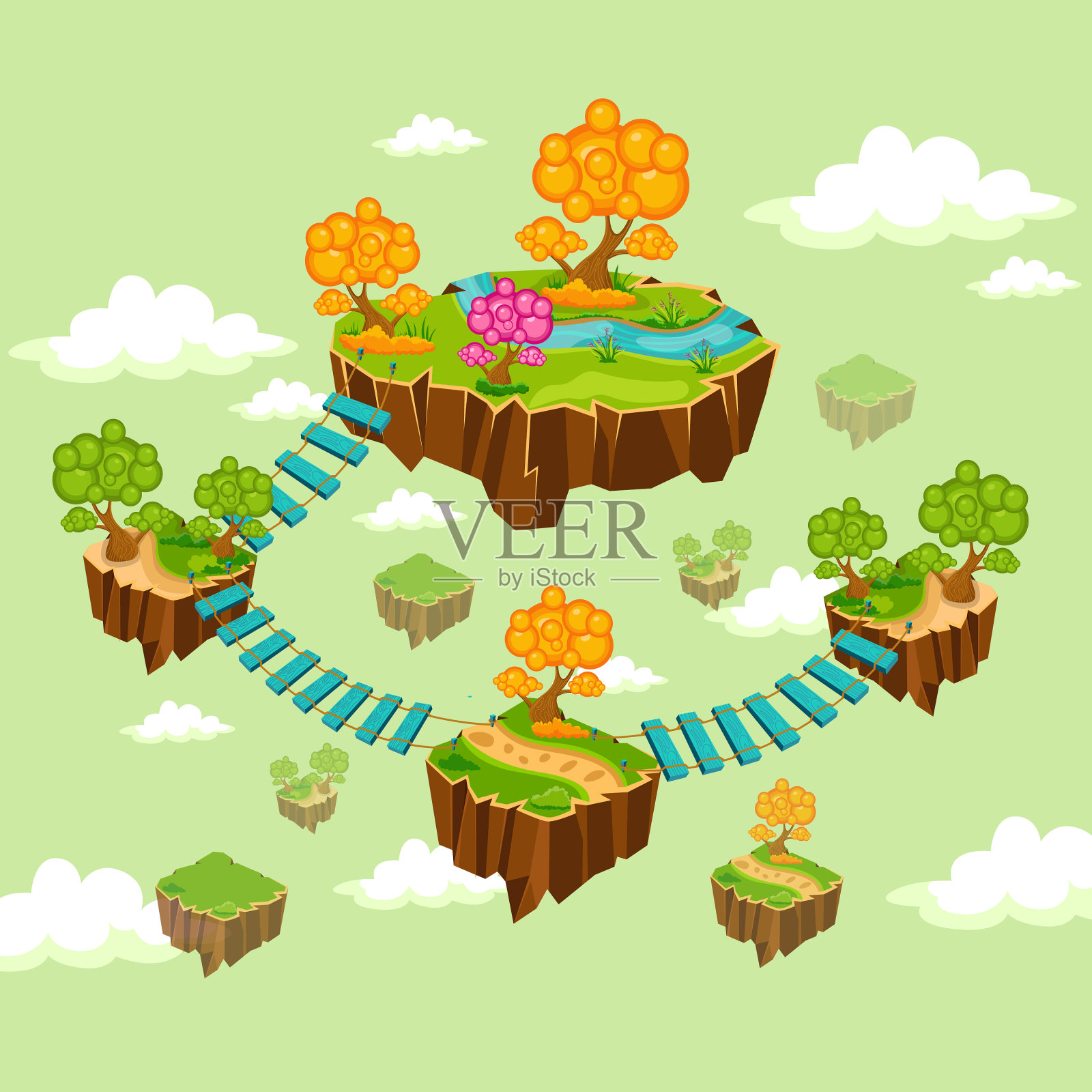 面向街机电脑的阶段游戏关卡地图设计插画图片素材