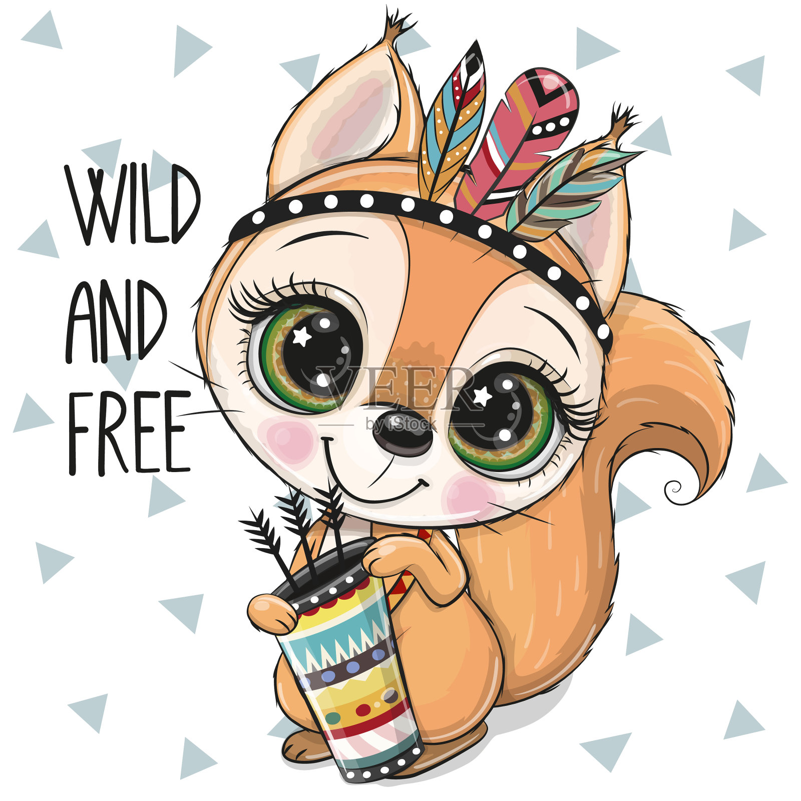 卡通松鼠身上有白色的羽毛设计元素图片