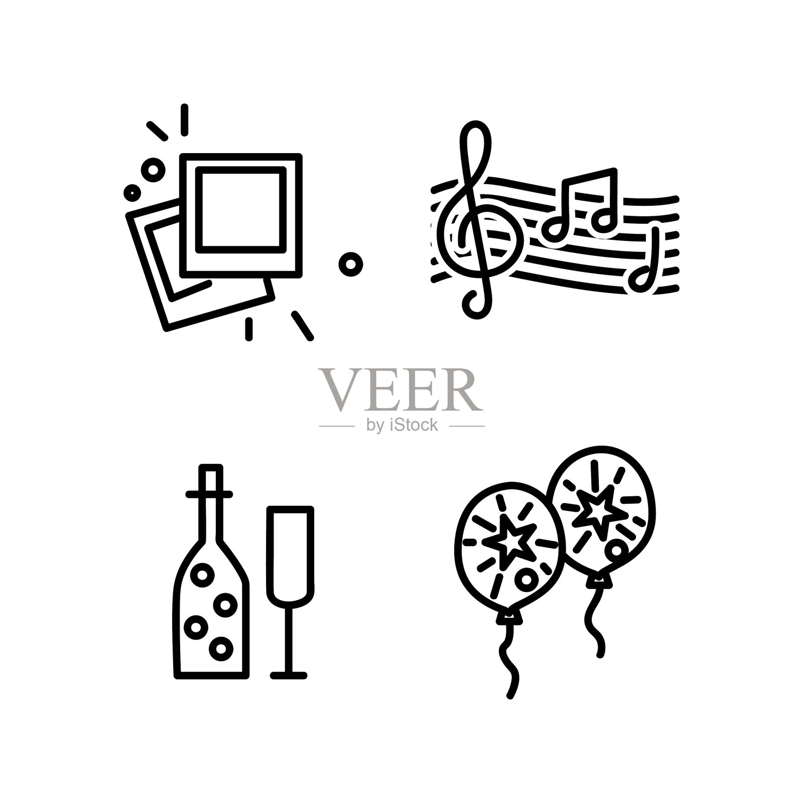 线性新年图标设计02孤立插画图片素材