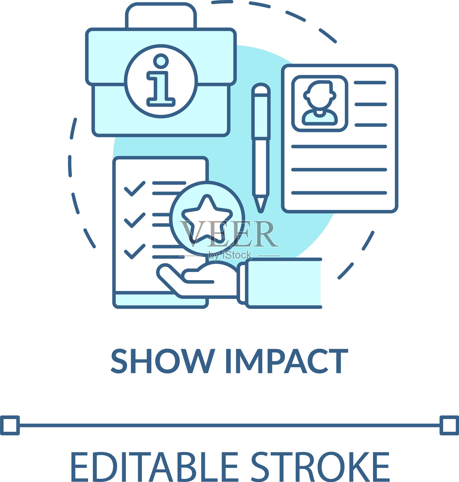 显示影响蓝色概念图标插画图片素材