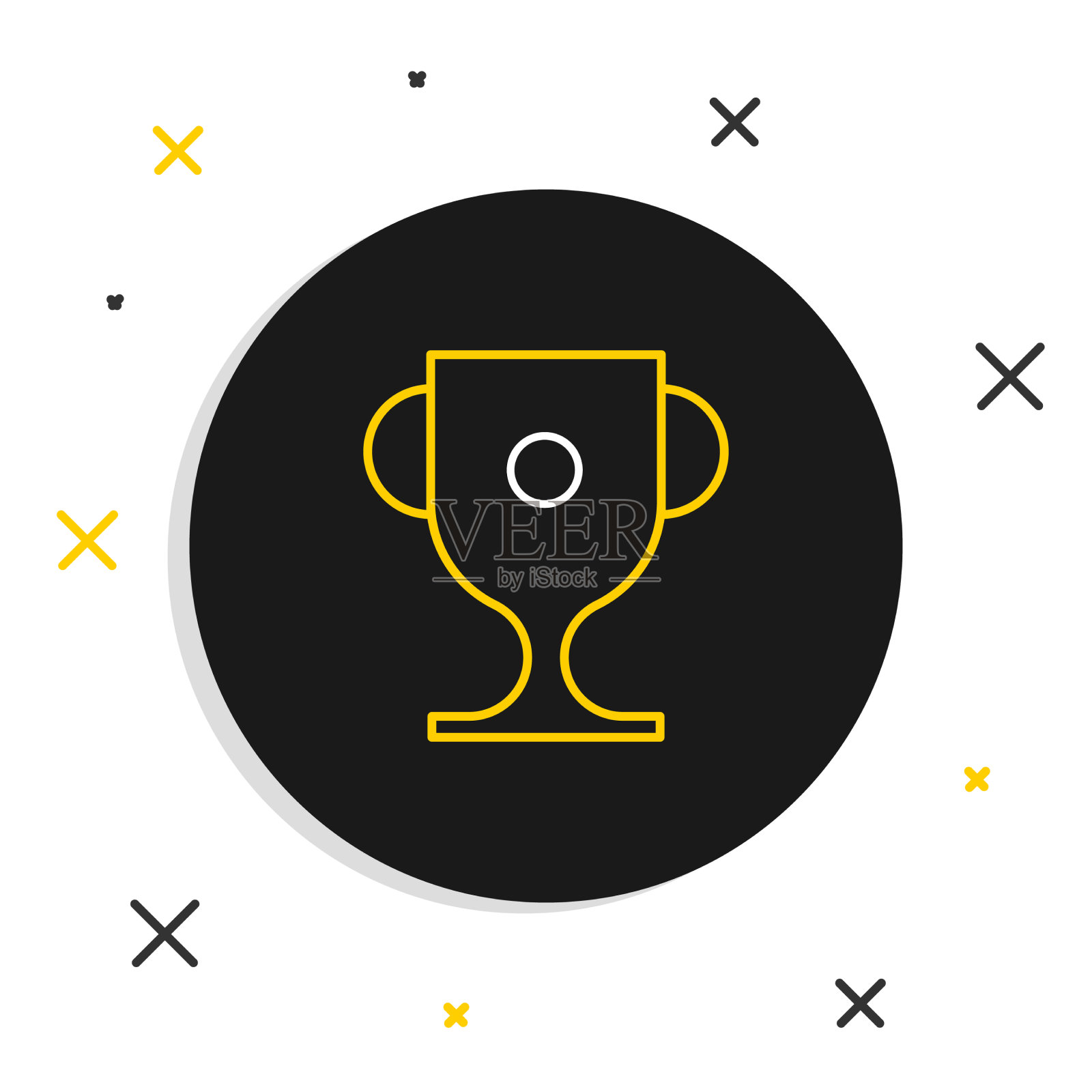 线奖杯图标孤立在白色背景插画图片素材