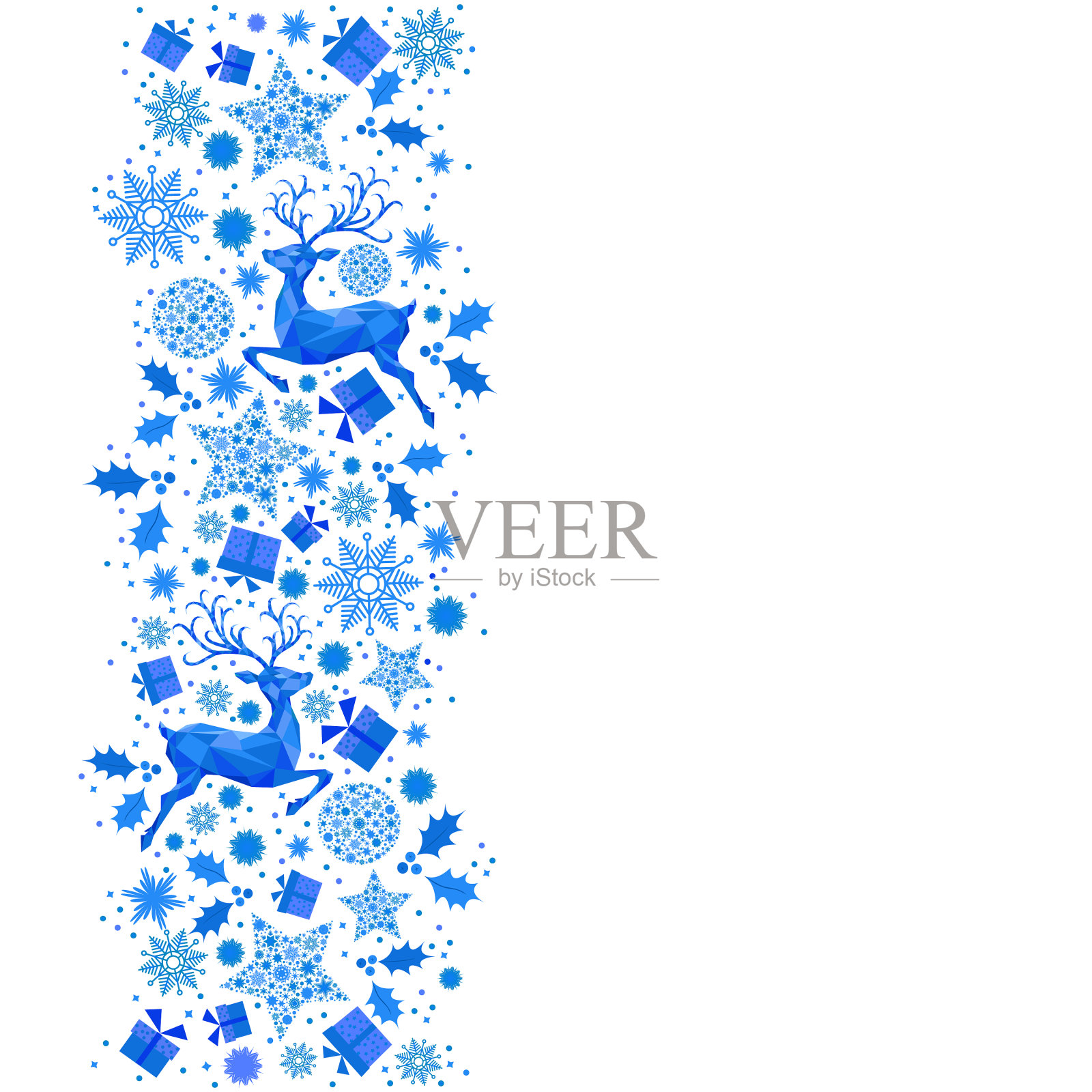 圣诞和新年快乐蓝色图案插画图片素材