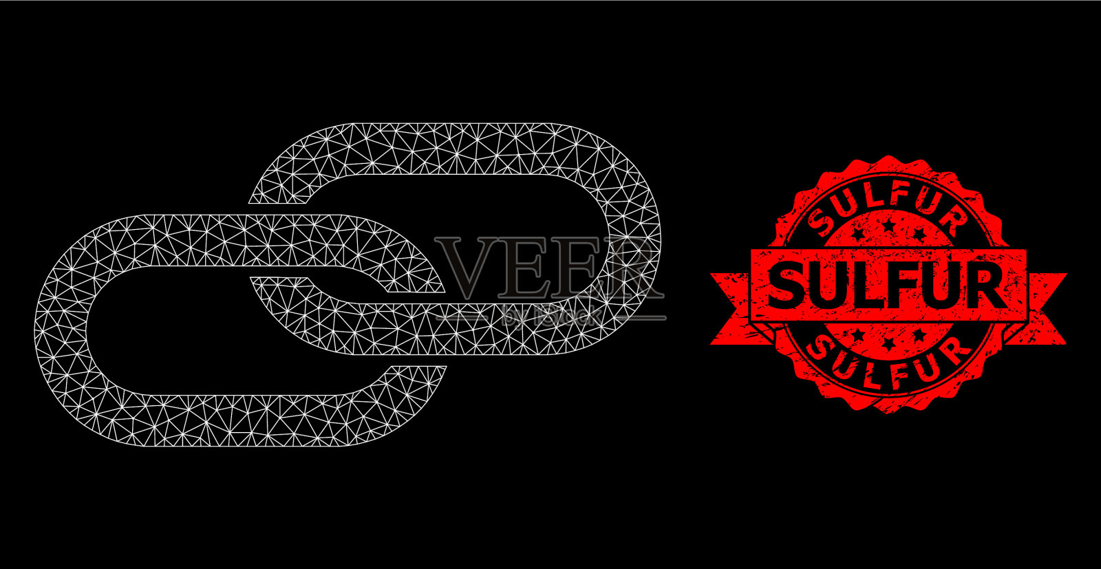 橡胶硫章和多边形网格链插画图片素材