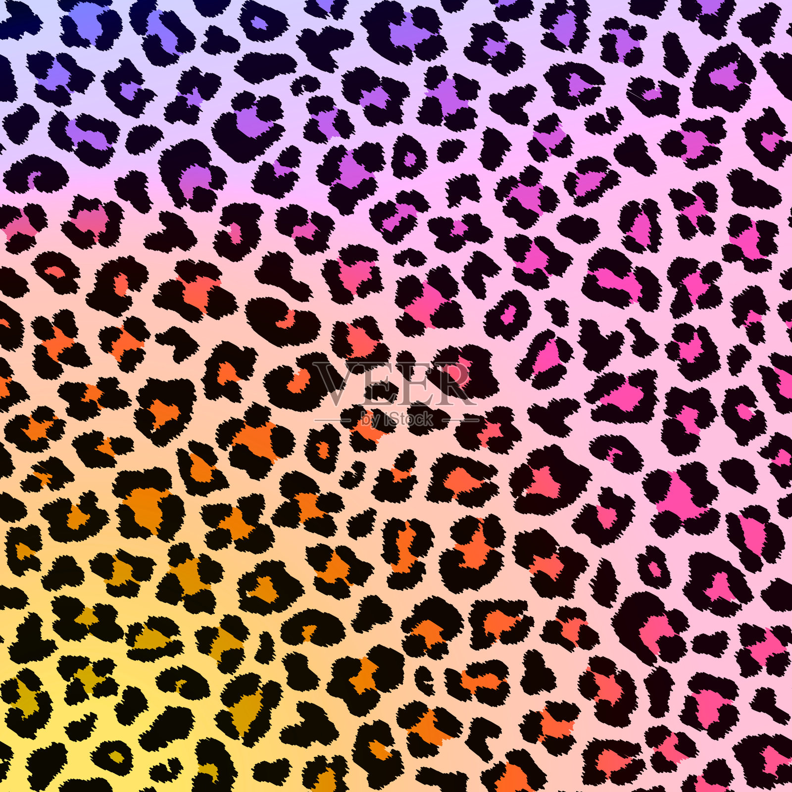 多色豹纹与社会顺利插画图片素材