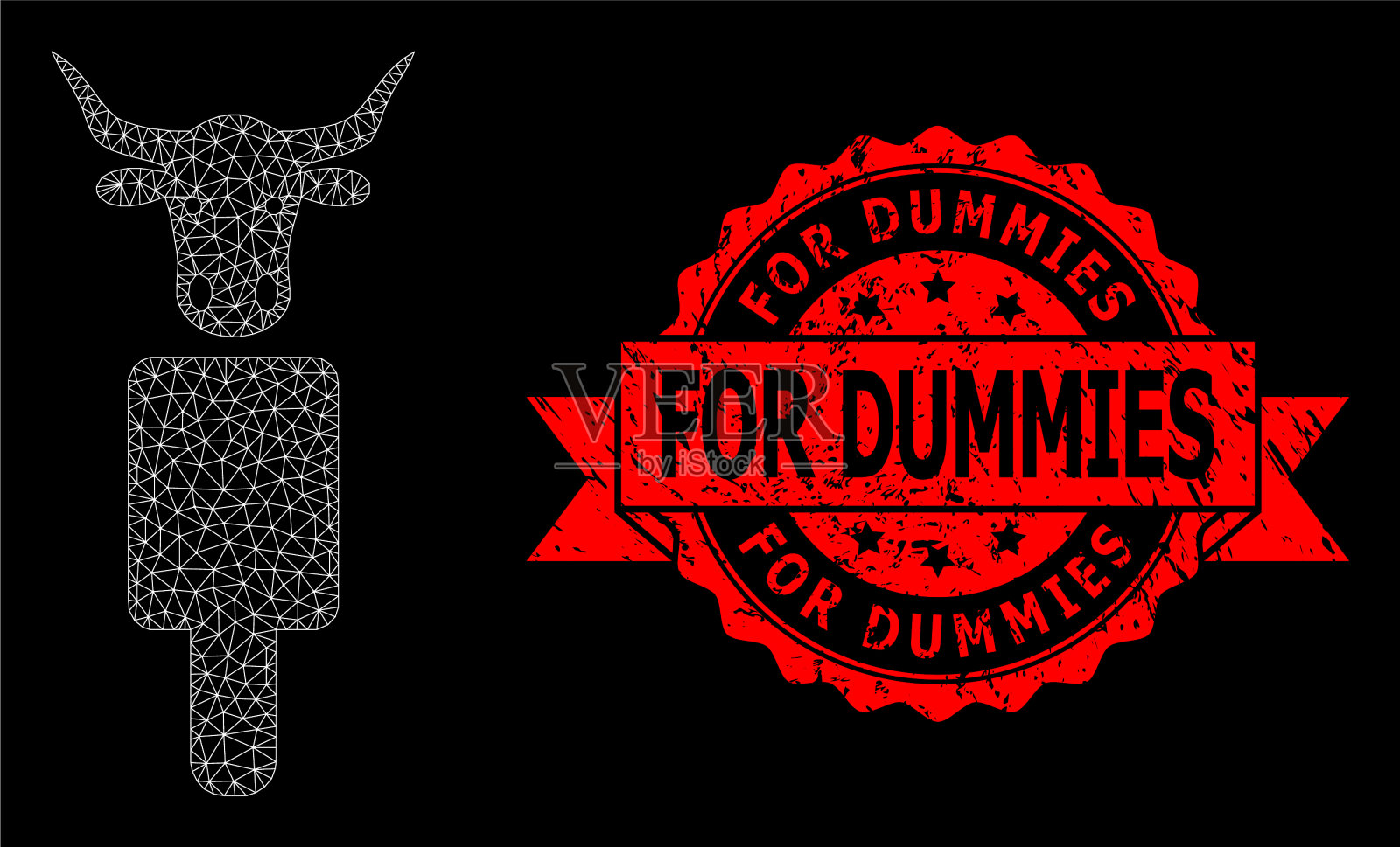 Grunge为假人印章和多边形网格插画图片素材