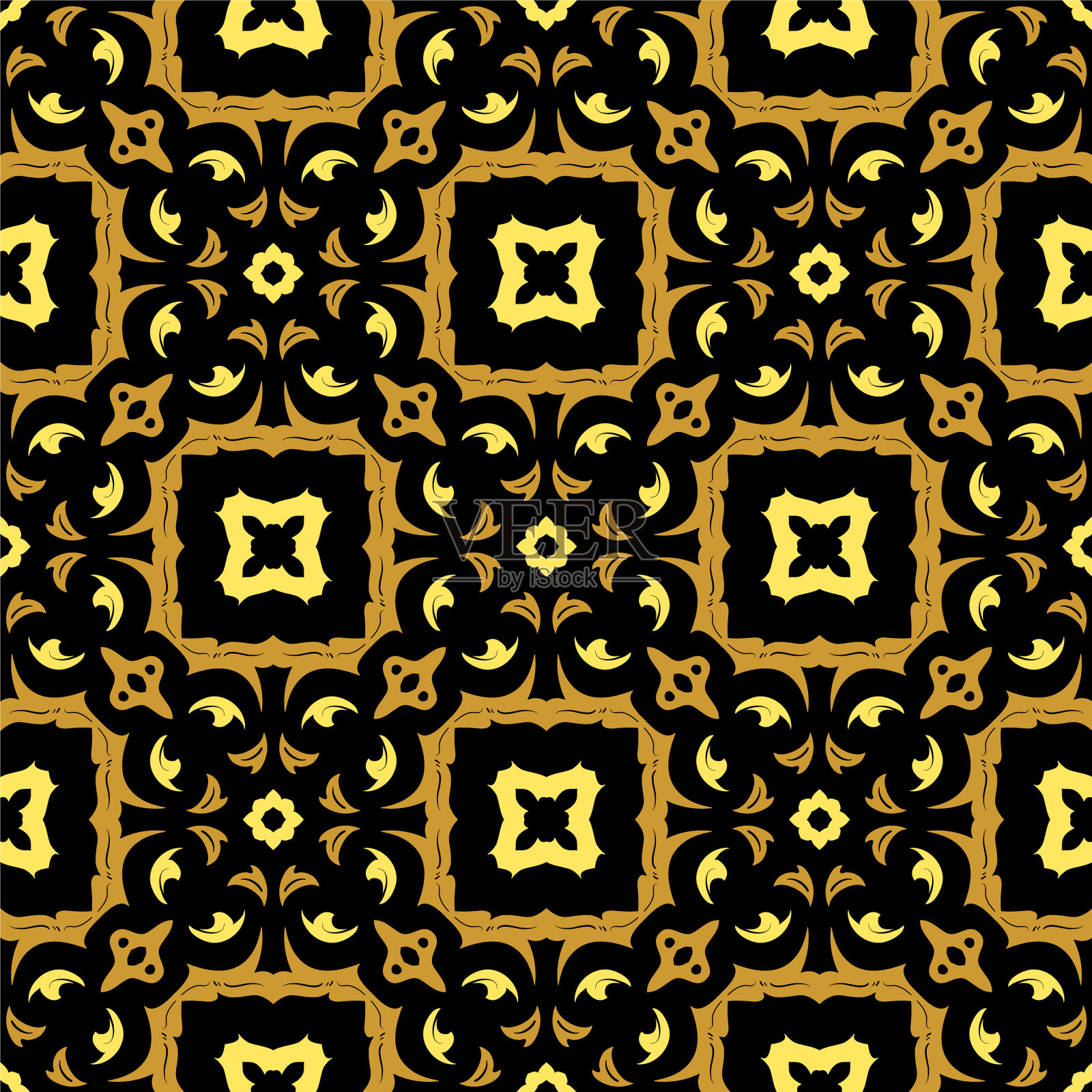黑色和金色图案装饰造型简单插画图片素材