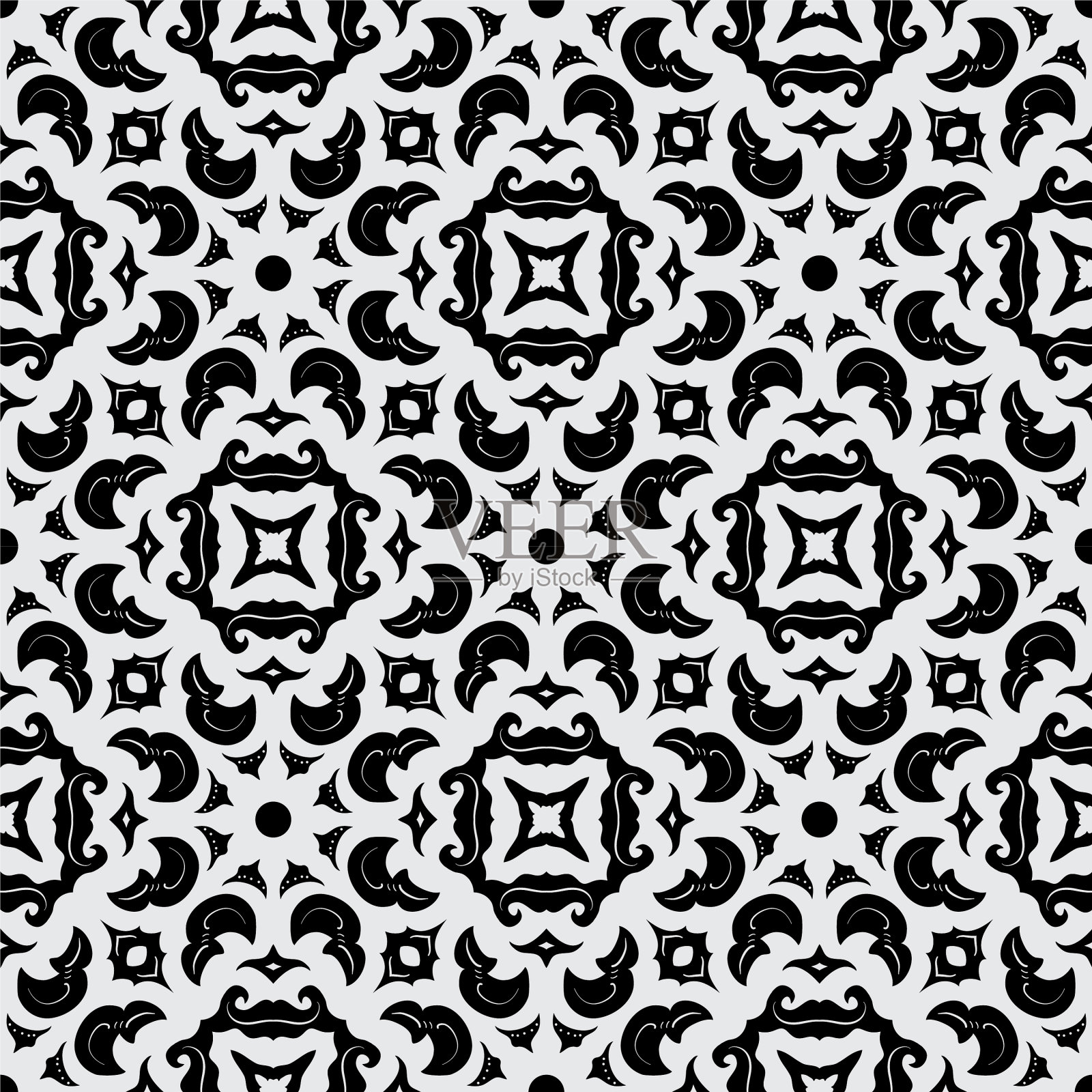 黑白图案点缀造型简单插画图片素材