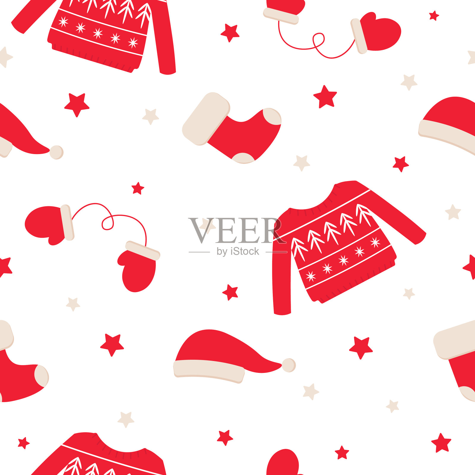 可爱的卡通红色衣服无缝图案艺术插画图片素材