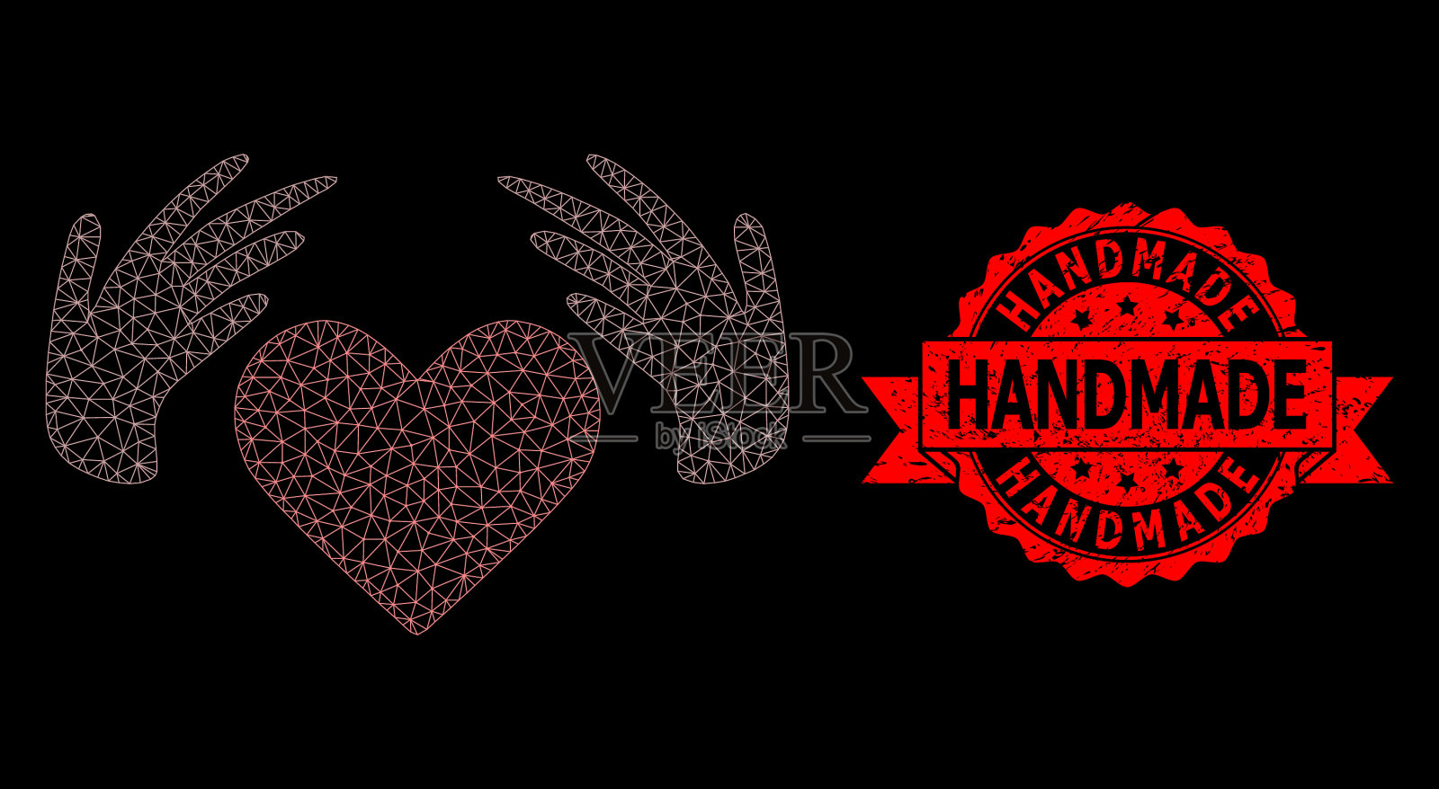 遇险手工印网，爱情手工网插画图片素材