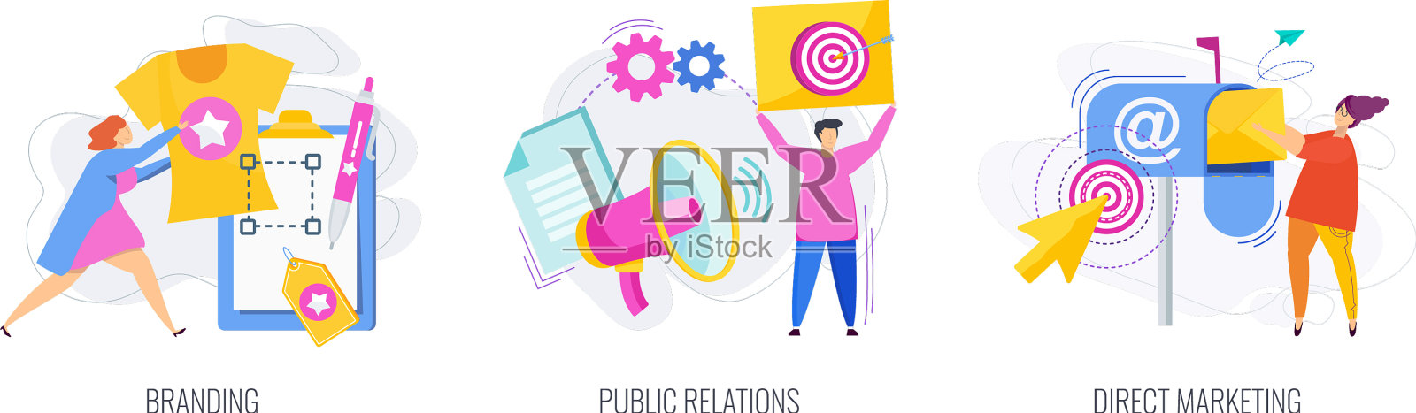 品牌公关和直接营销图标插画图片素材