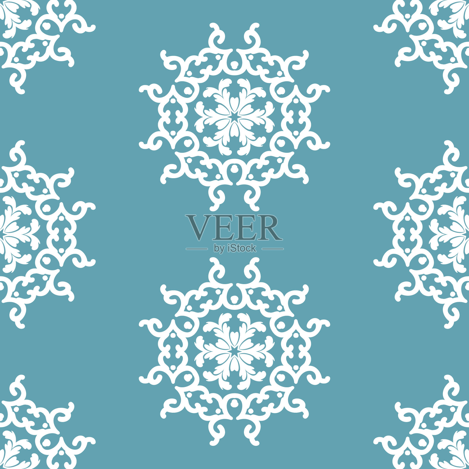 白色图案的雪花在蓝色的背景插画图片素材