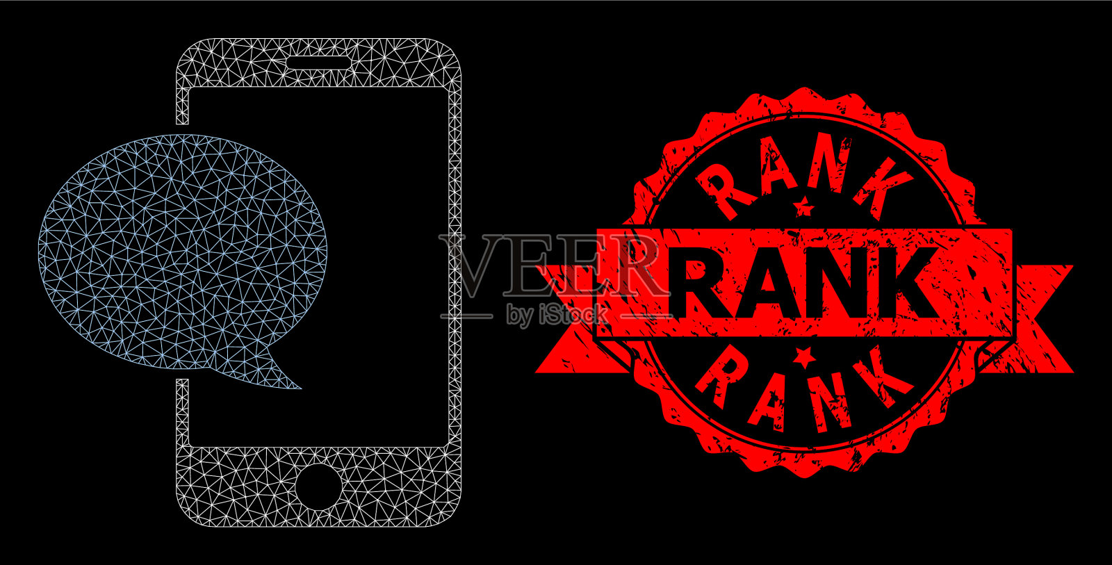 纹理等级印章印章和网孔智能手机插画图片素材