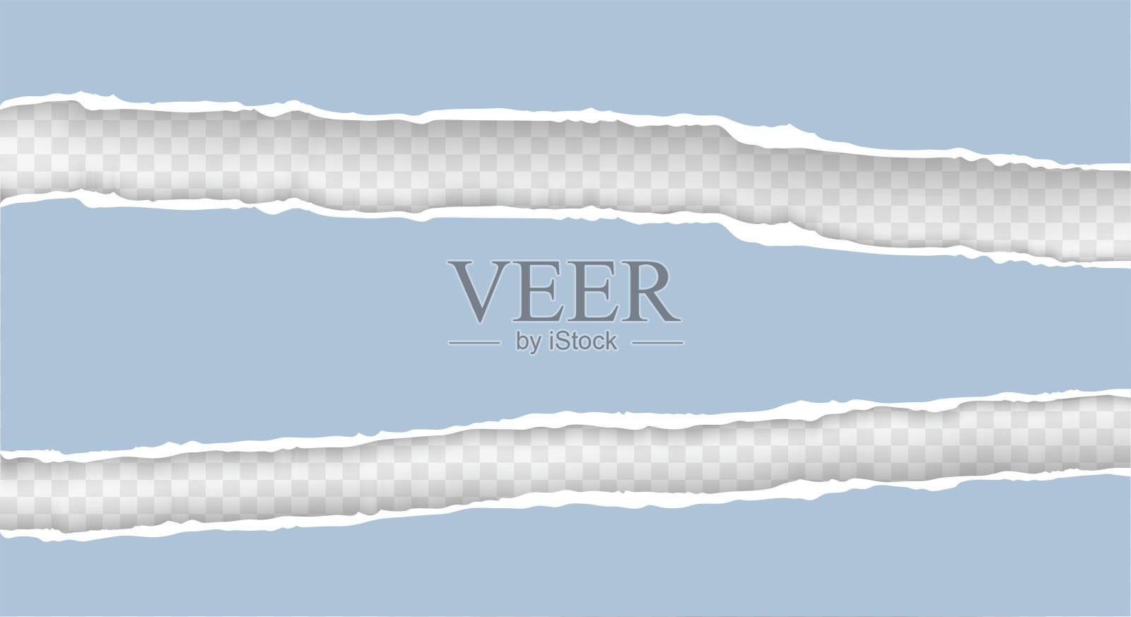 撕破的纸，边缘撕裂，在透明的背景上有柔和的阴影插画图片素材