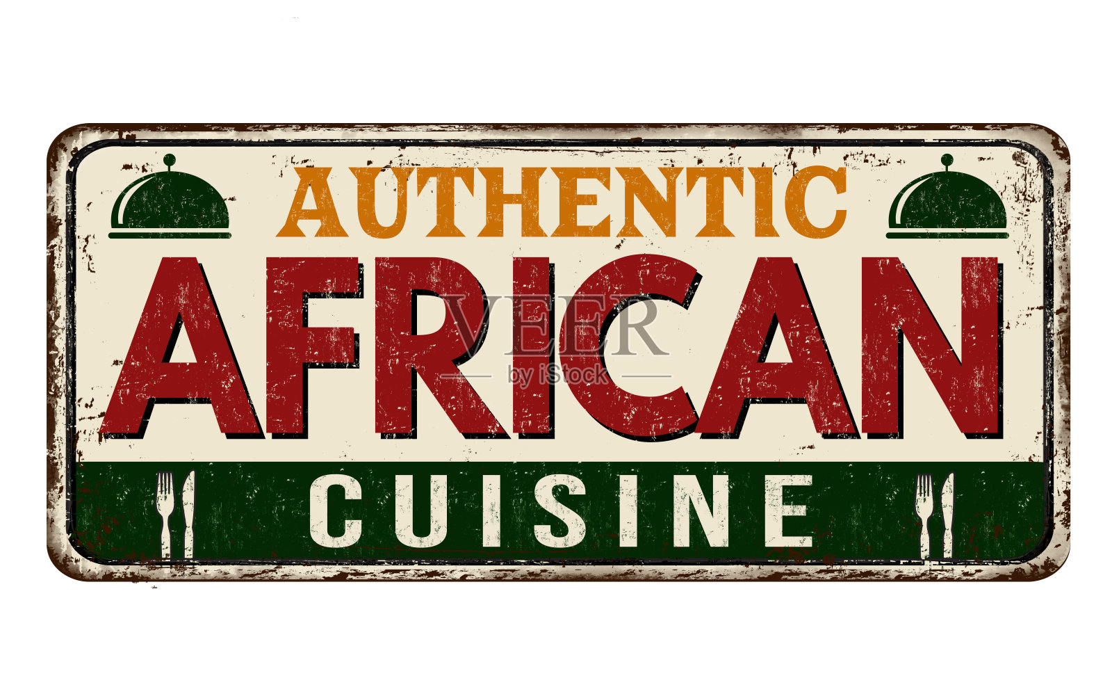 非洲菜复古生锈的金属招牌插画图片素材