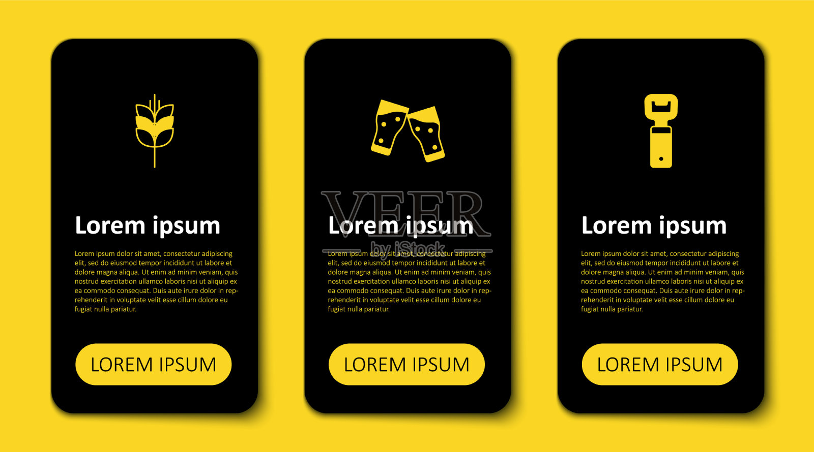 设置开瓶器杯啤酒和小麦插画图片素材