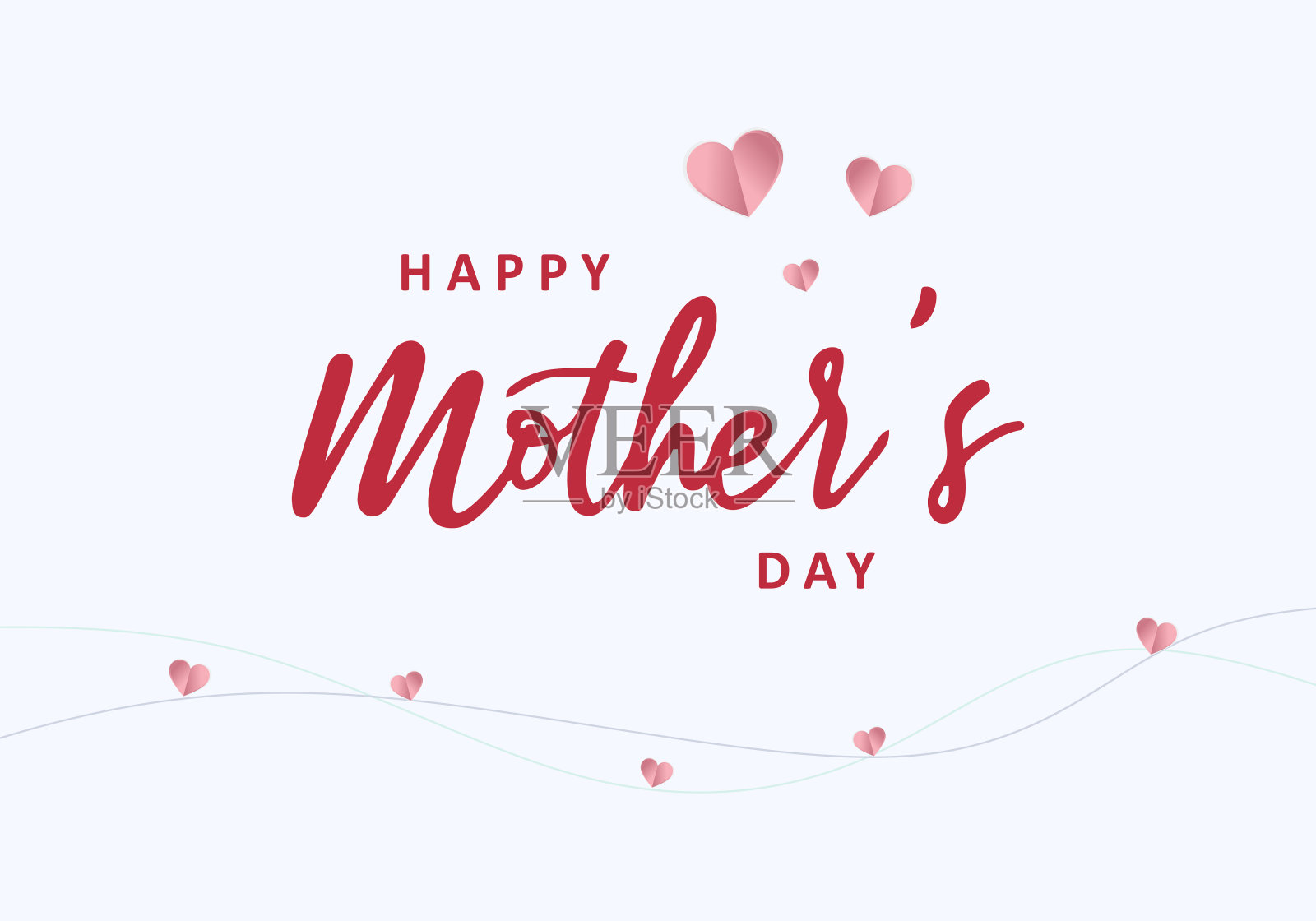 快乐的母亲节背景与爱的象征。插画图片素材