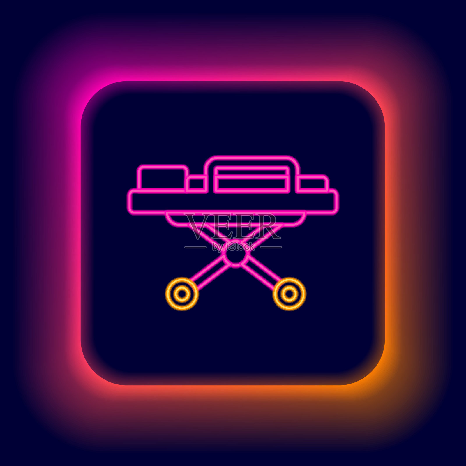 发光的霓虹灯线拉伸图标孤立在黑色插画图片素材