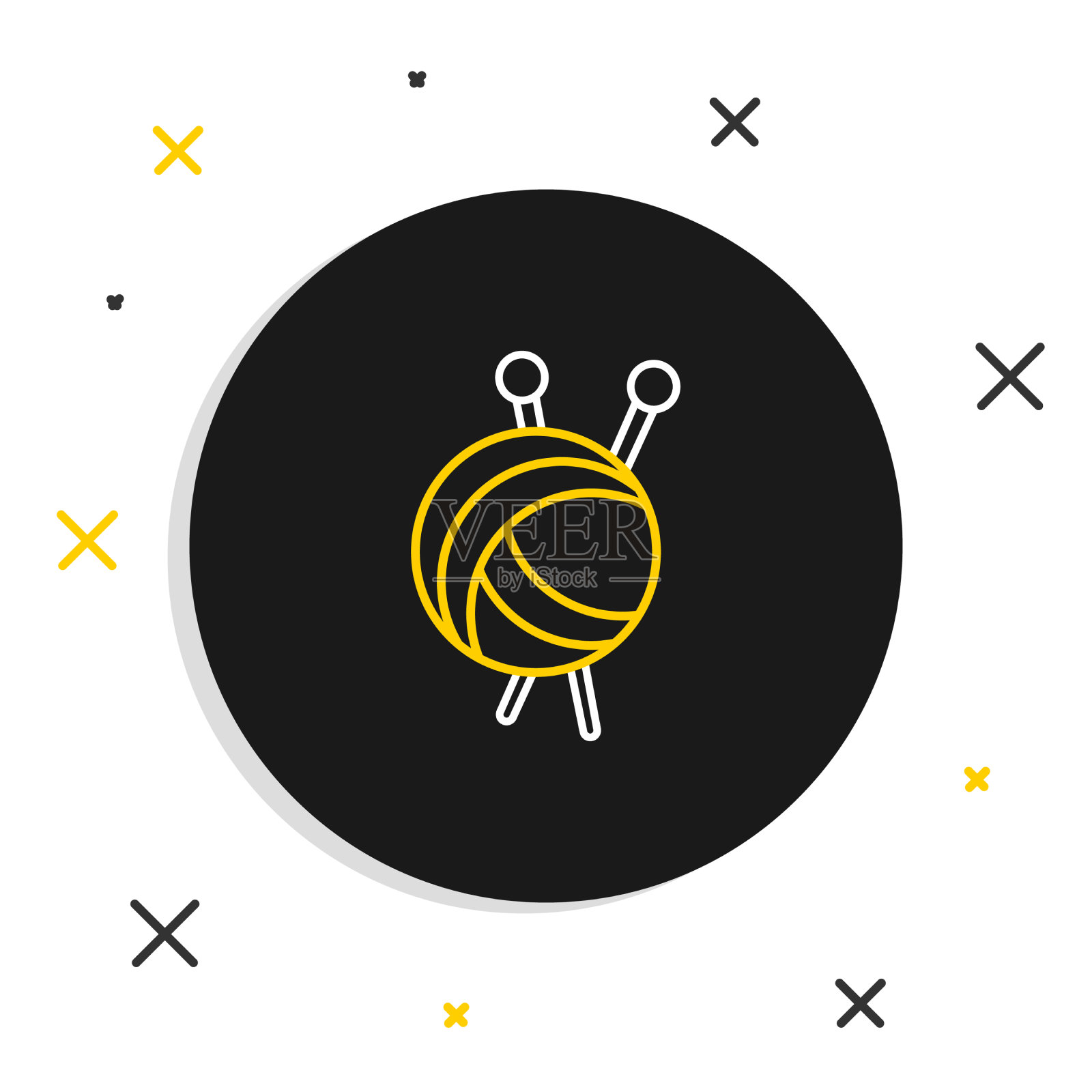 线纱球与针织针图标隔离图标素材