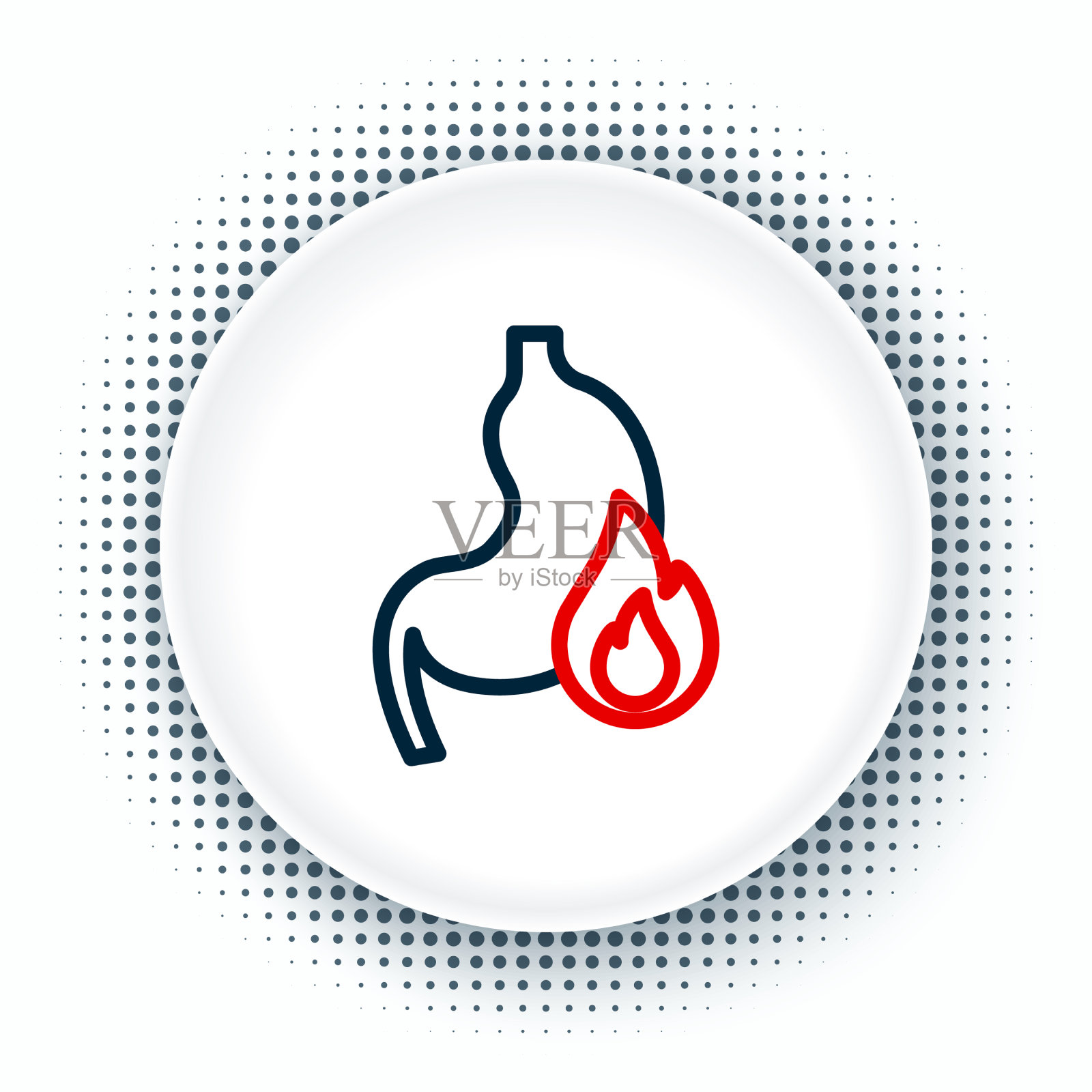 线胃胃灼热图标孤立在白色插画图片素材