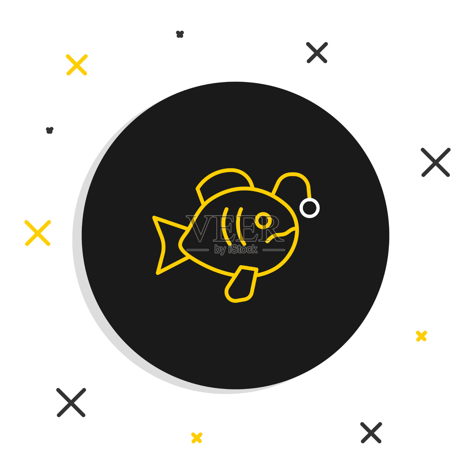 线热带鱼图标孤立在白色图标素材