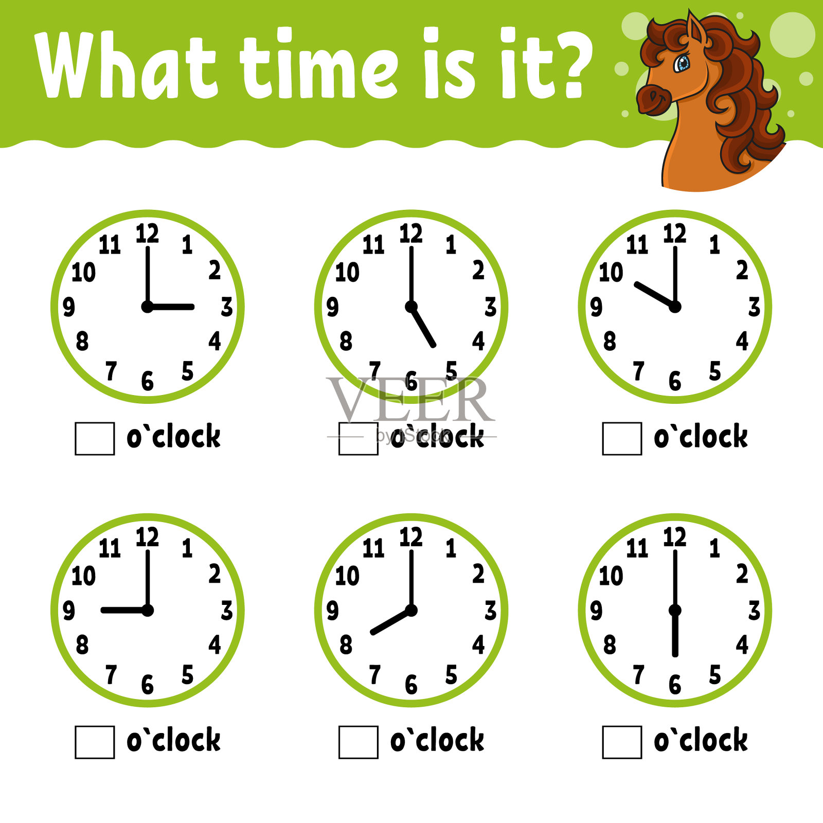 学习时间上的时钟教育活动插画图片素材