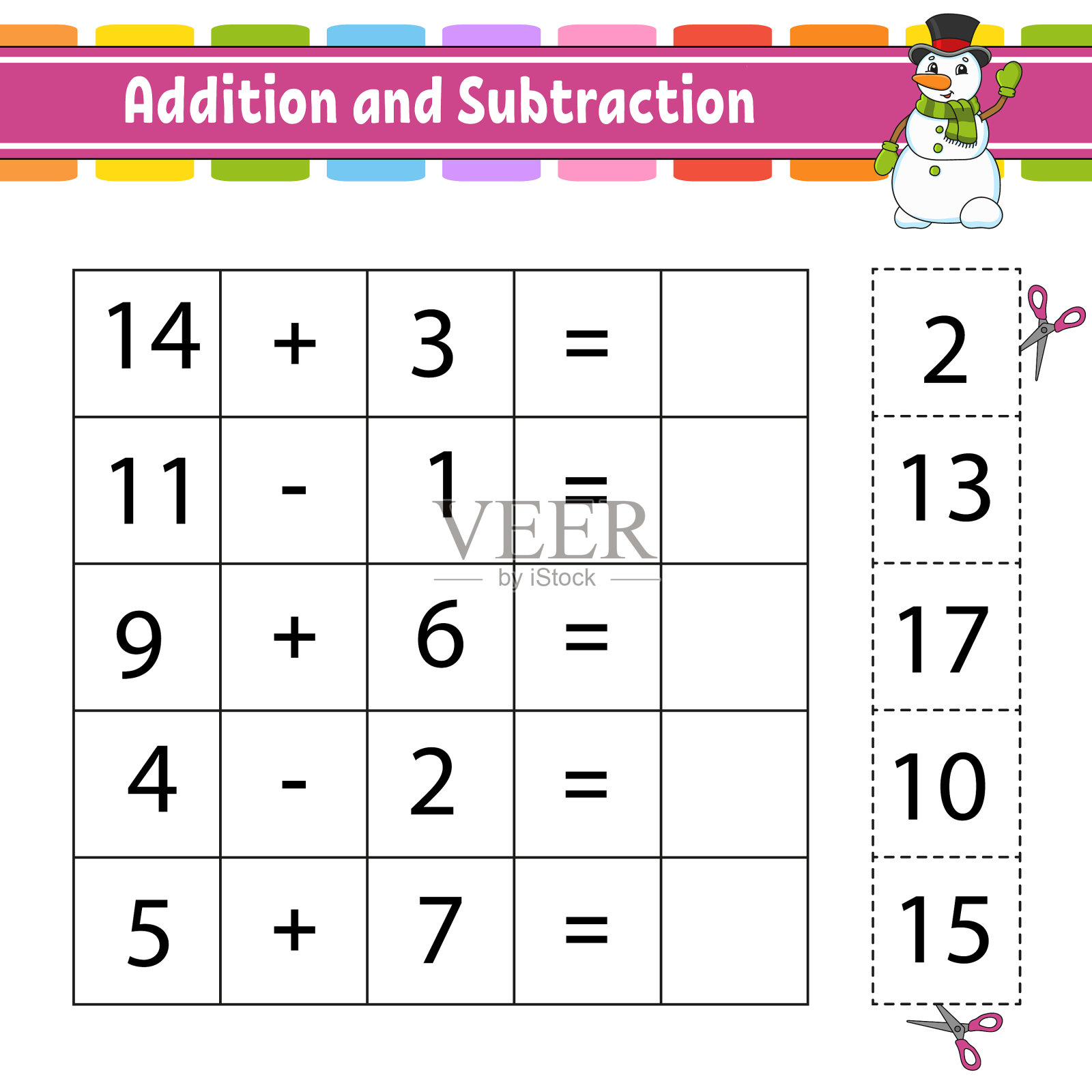 加减法任务给孩子切和插画图片素材
