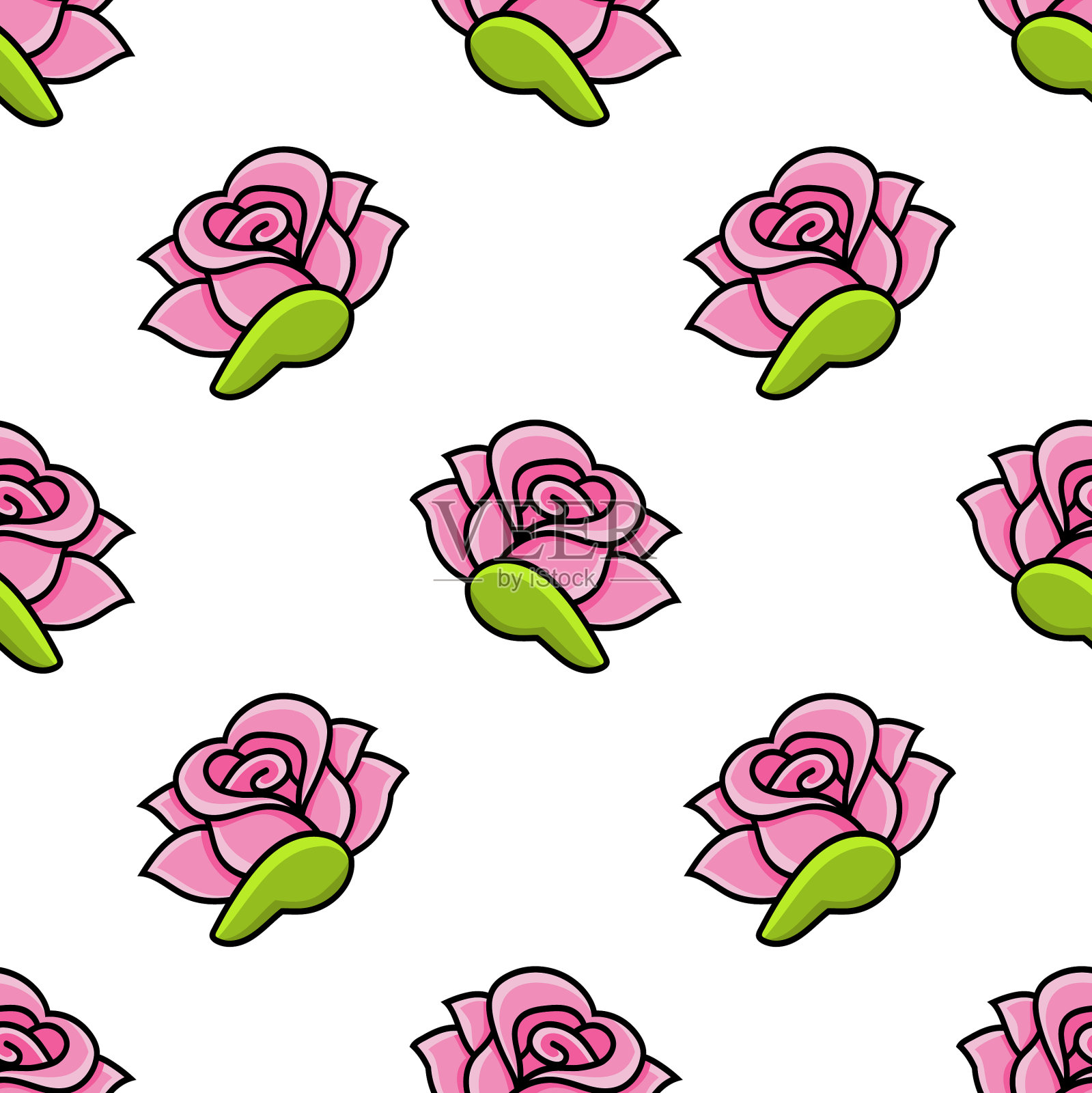 彩色无缝图案卡通风格手绘插画图片素材