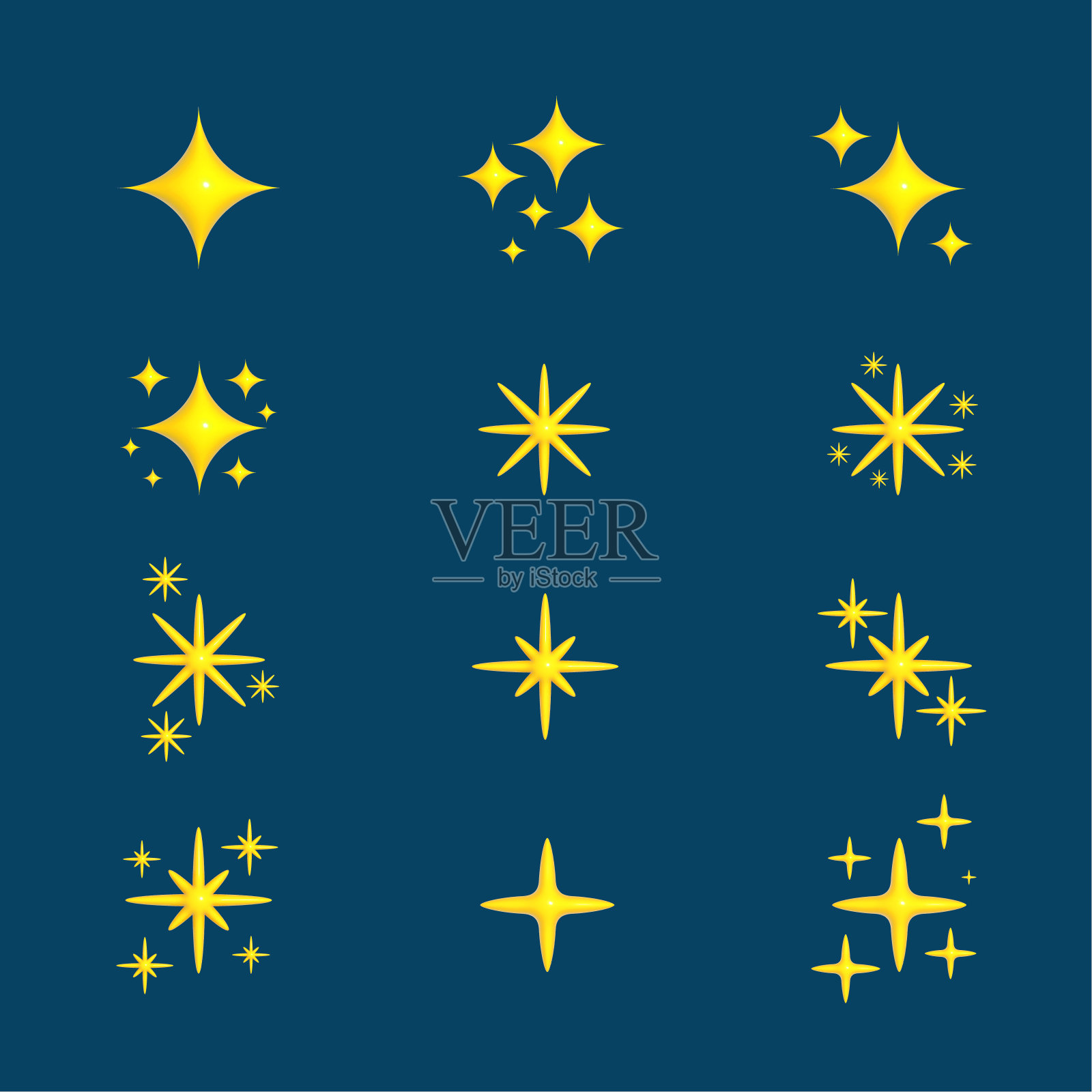 闪闪发光的恒星插画图片素材