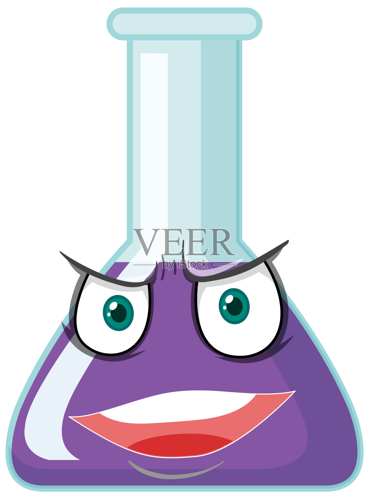 实验室玻璃器皿与表情在白底设计元素图片