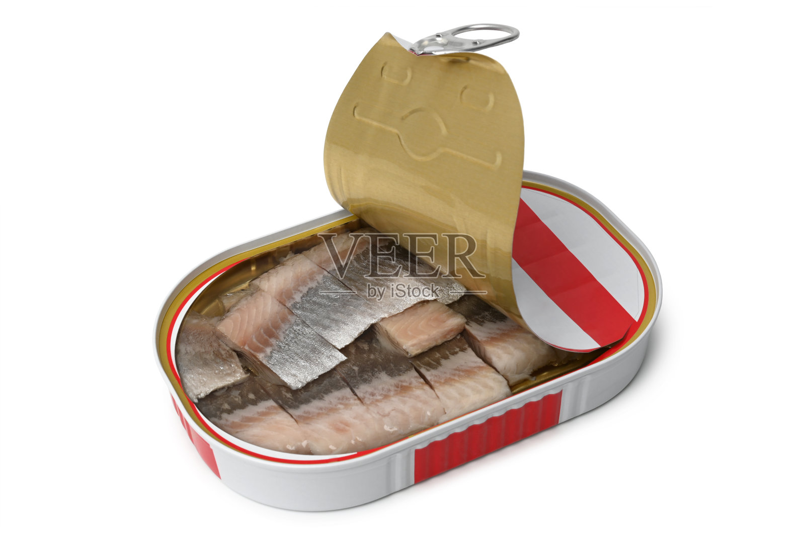 金属罐里的鲱鱼照片摄影图片