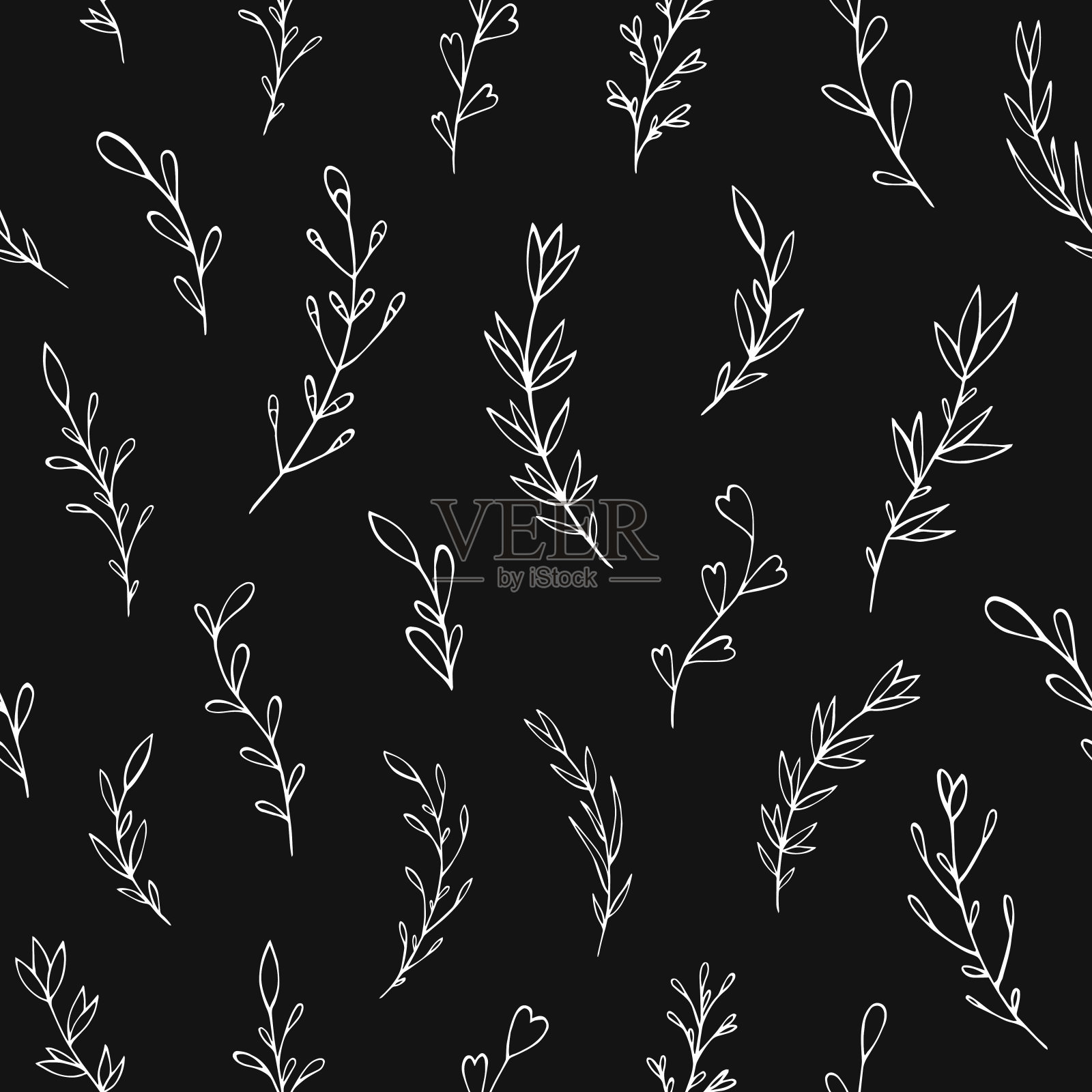 无缝矢量图案的图形草本元素。插画图片素材