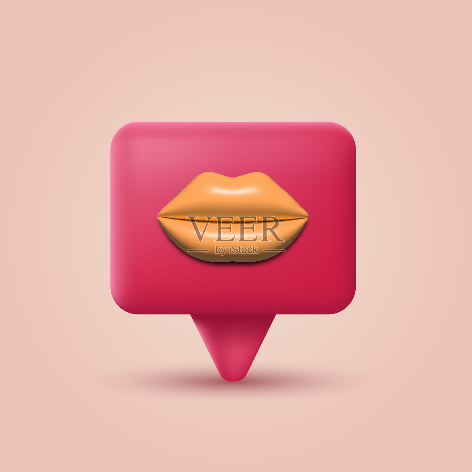 带嘴唇的3d信息泡泡。向量插画图片素材