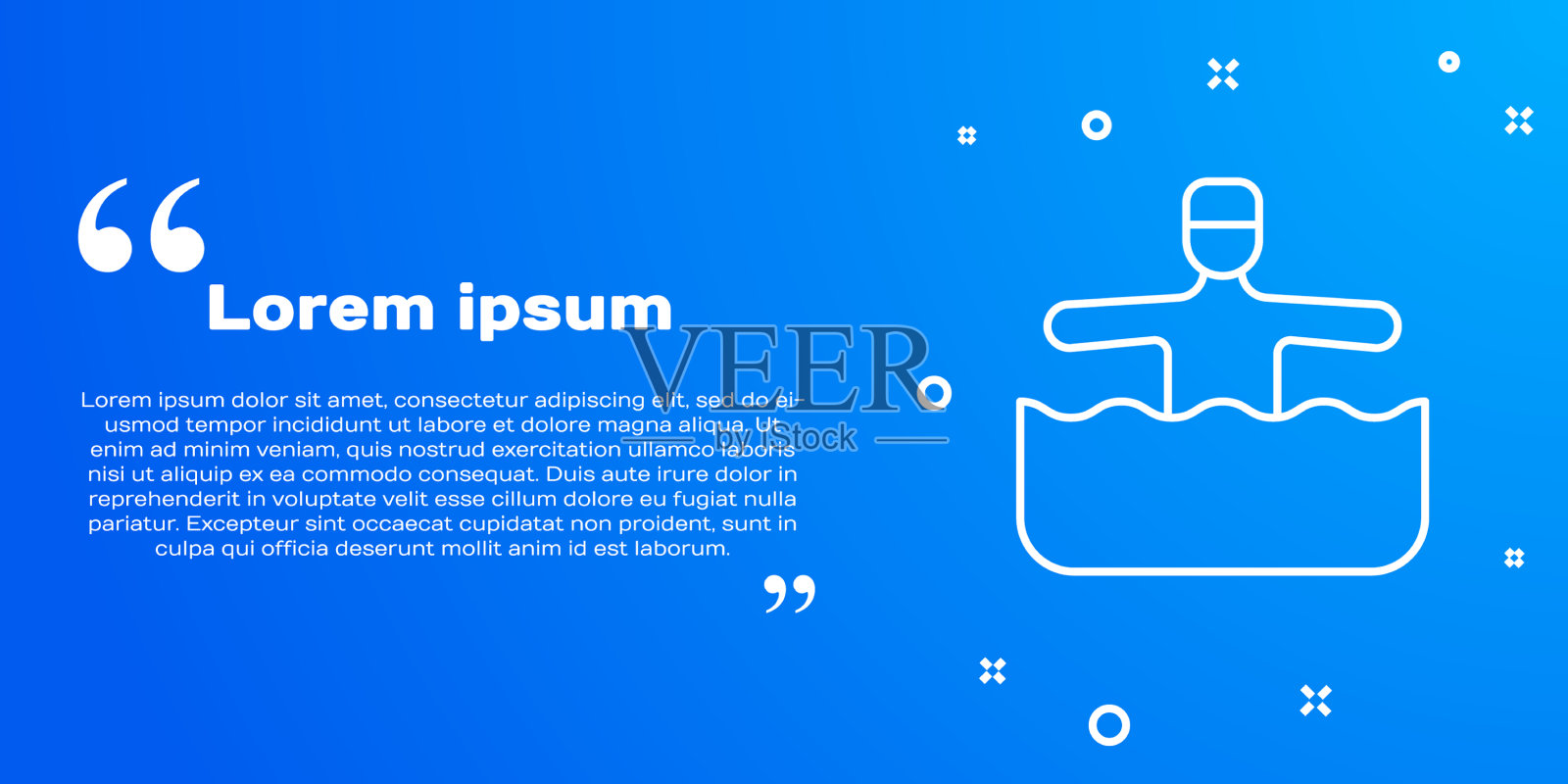 白线水上体操图标孤立在蓝色上插画图片素材