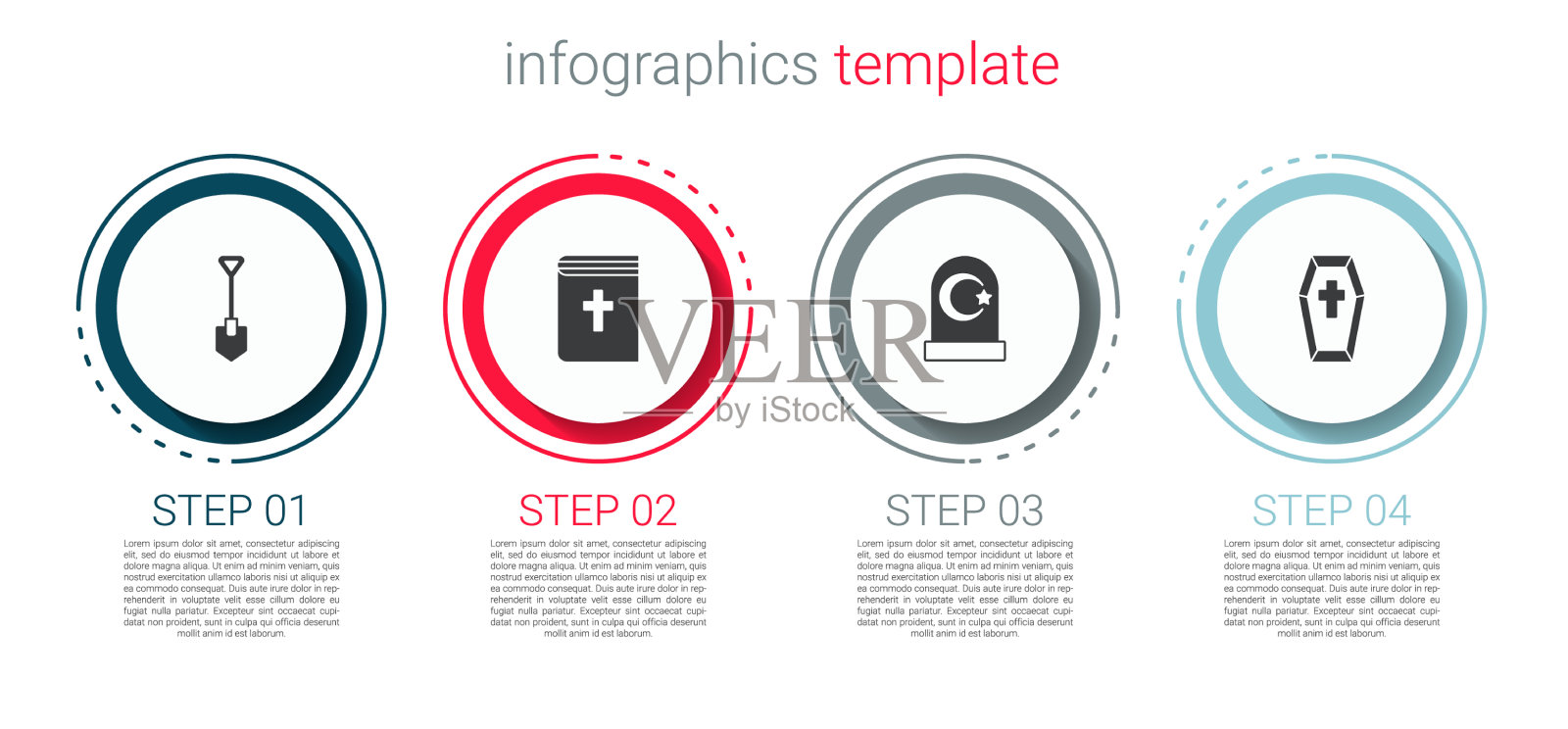 设置铲神圣圣经书穆斯林墓地和插画图片素材