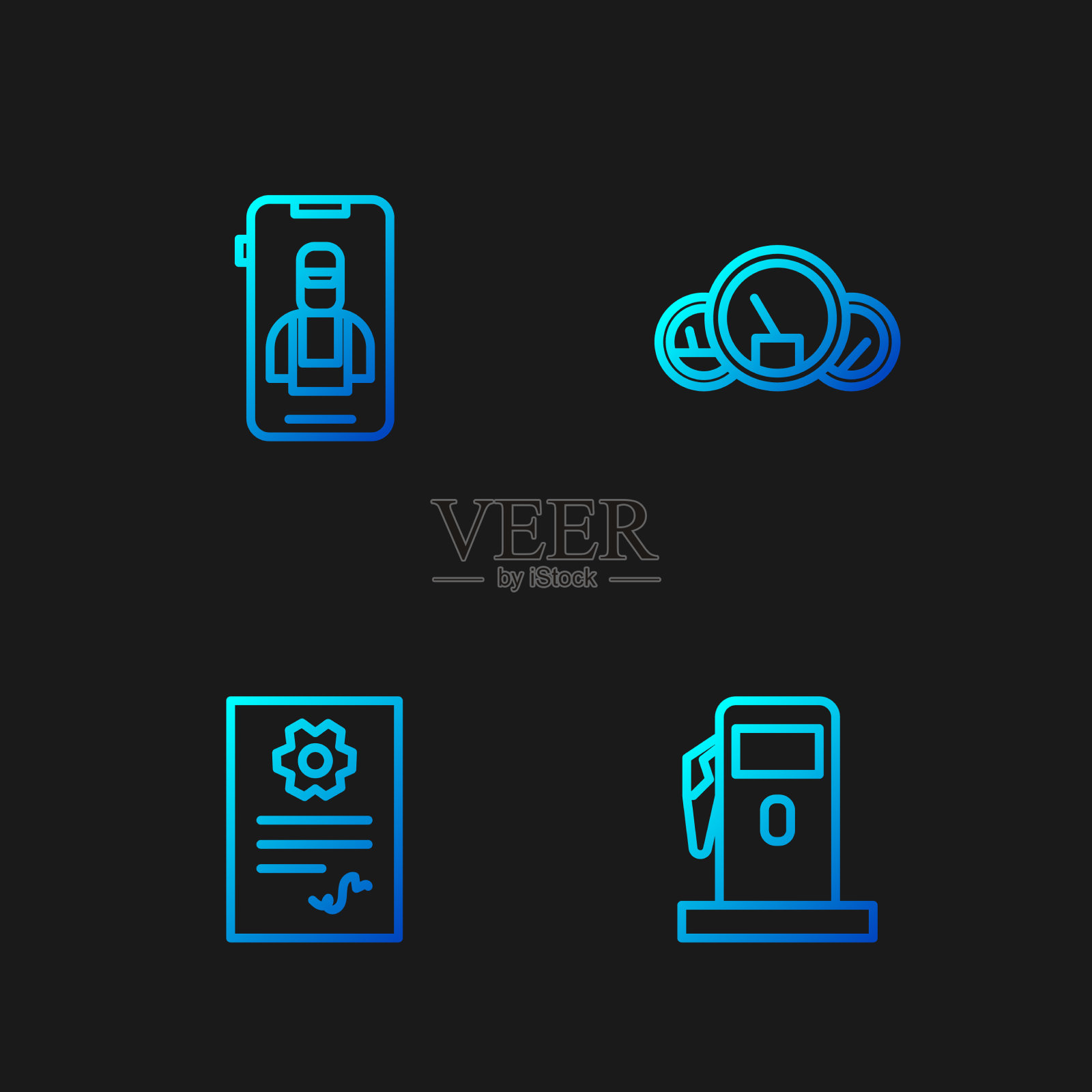 设置线路汽油或加油站自动服务检查图标素材