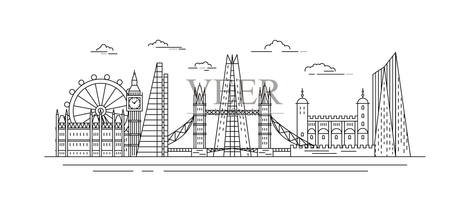 伦敦城黑细线景观设计元素图片