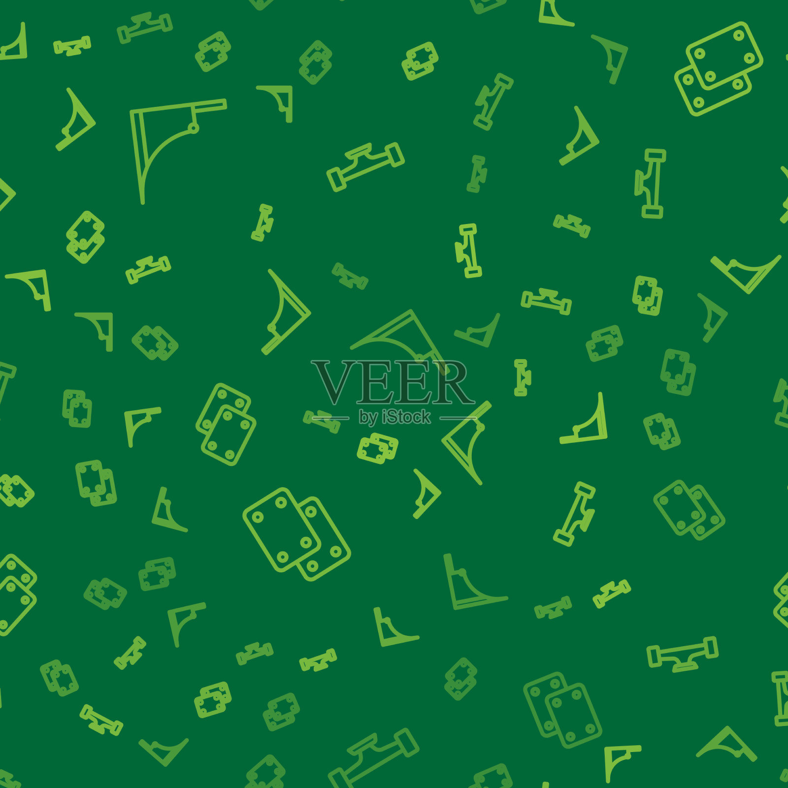 设置线滑板公园护膝和滑板图标素材