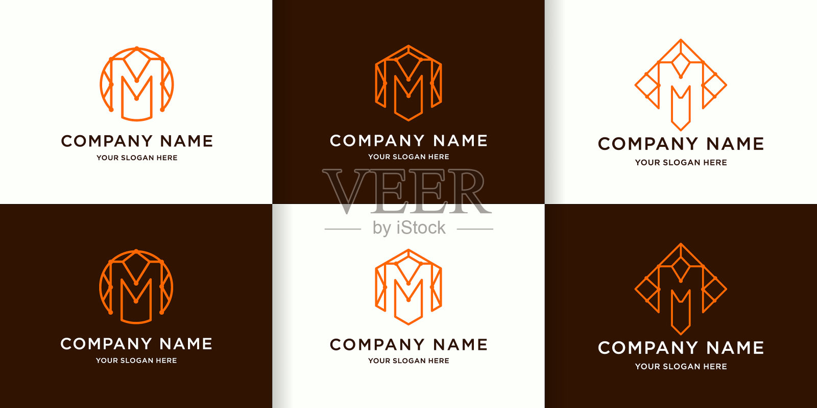 首字母技术标志与连接插画图片素材