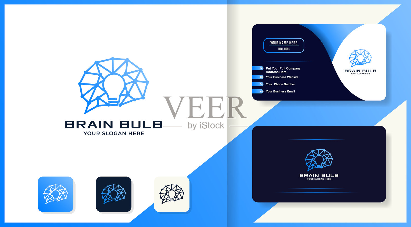 脑灯泡标志电路的概念和业务插画图片素材