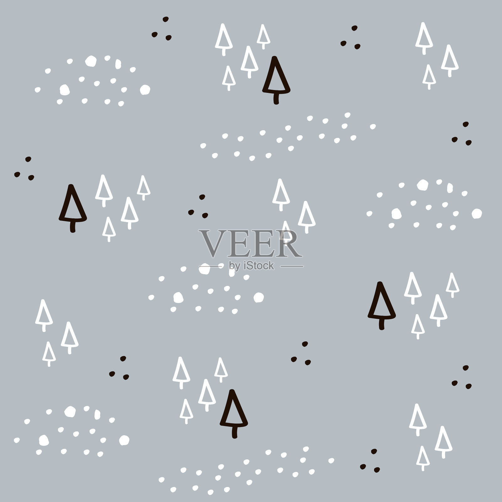 无缝图案与圣诞树插画图片素材