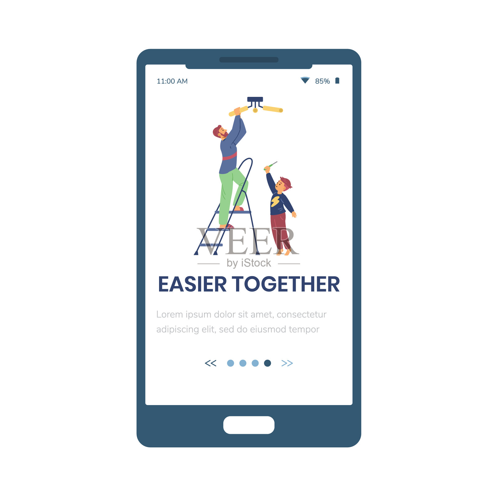 家居装修和自修手机页面插画图片素材