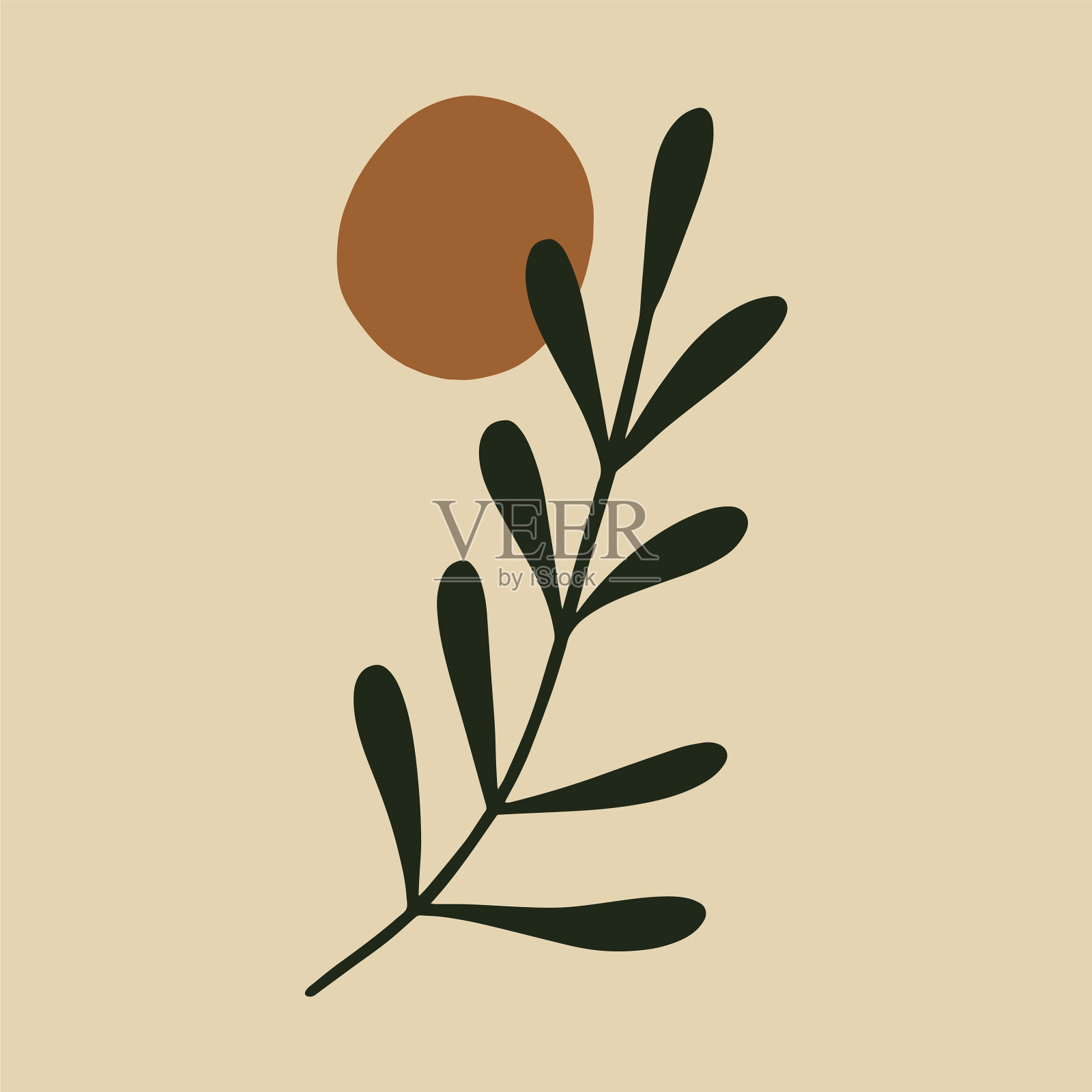 抽象的花卉形状植物日落组成插画图片素材